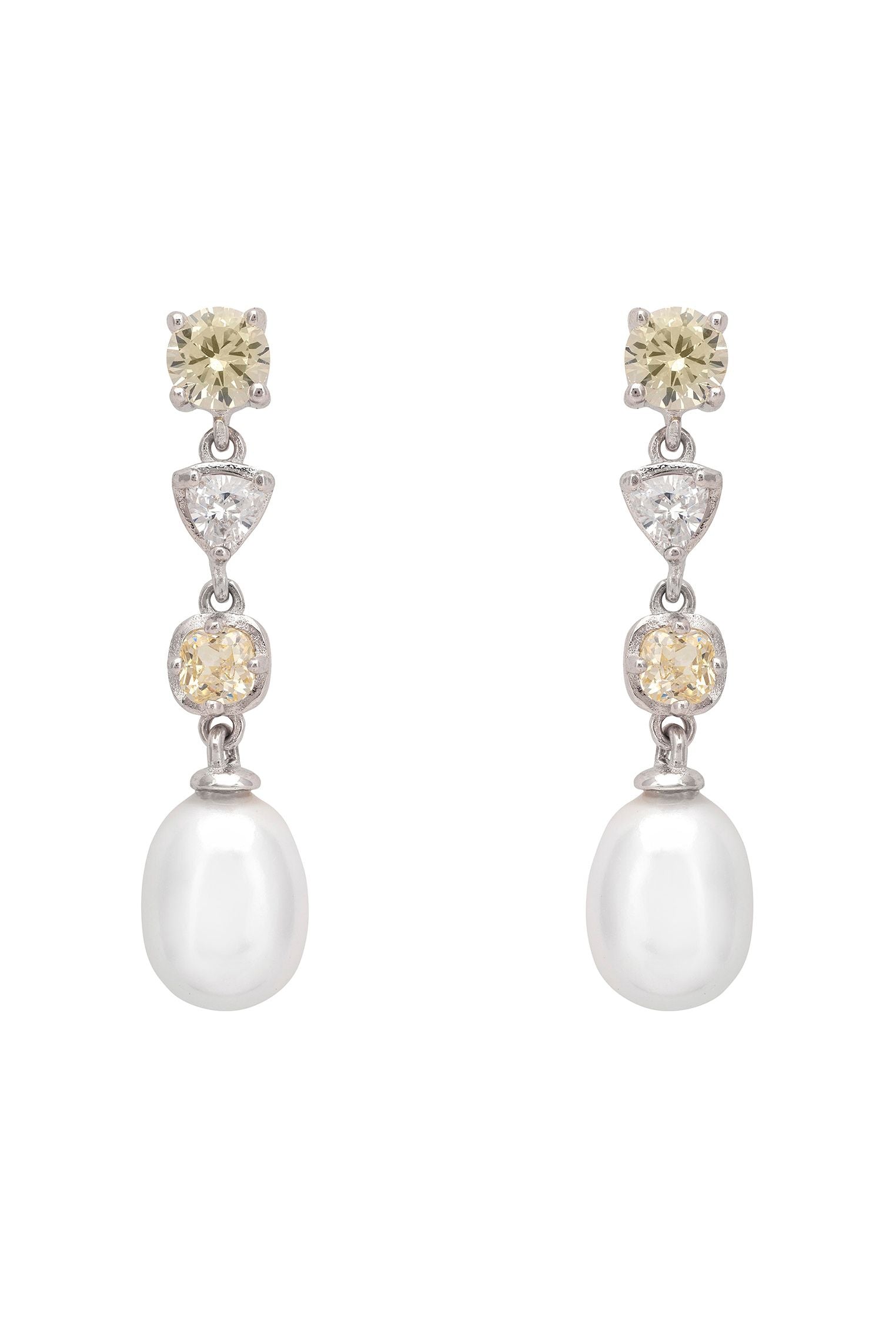 Pearl Whisper Drop Earrings Lemon Topaz Silver