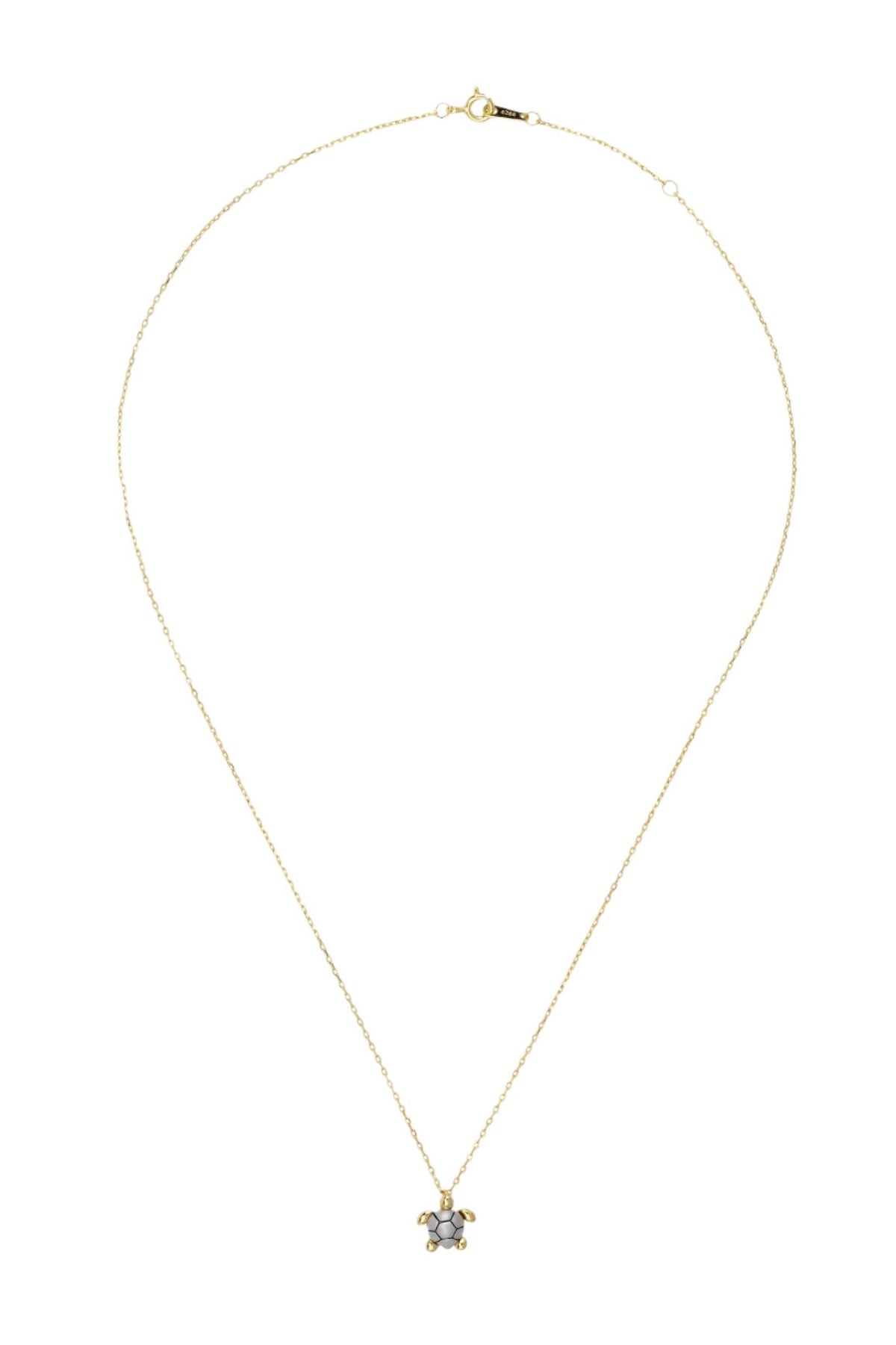 Silver shell gold turtle necklace.