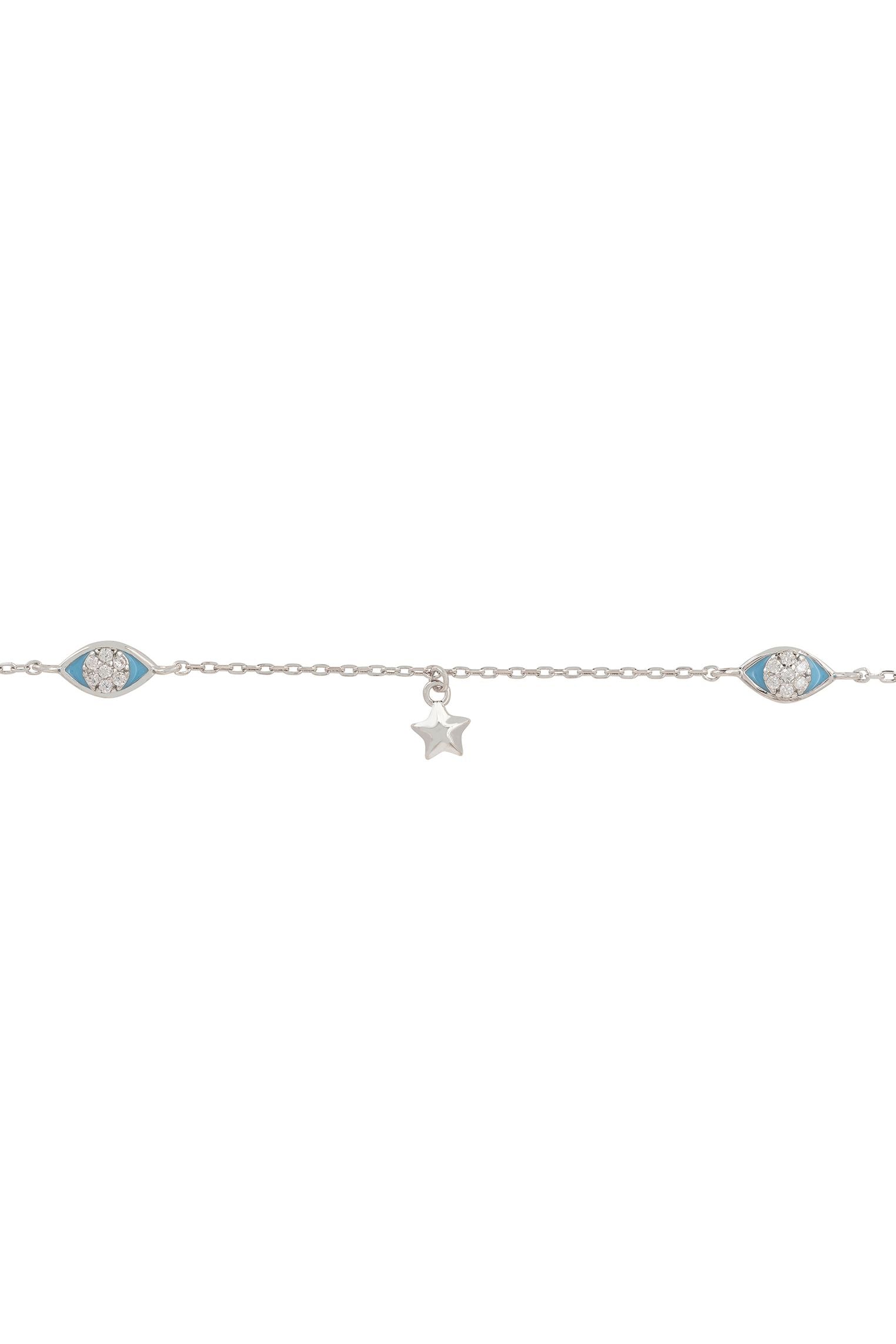 Charm Evil Eye And Star Bracelet Silver