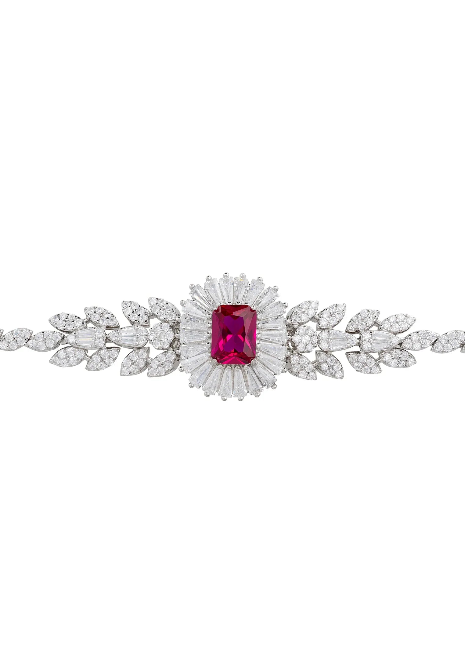Blooming ruby floral diamond bracelet.