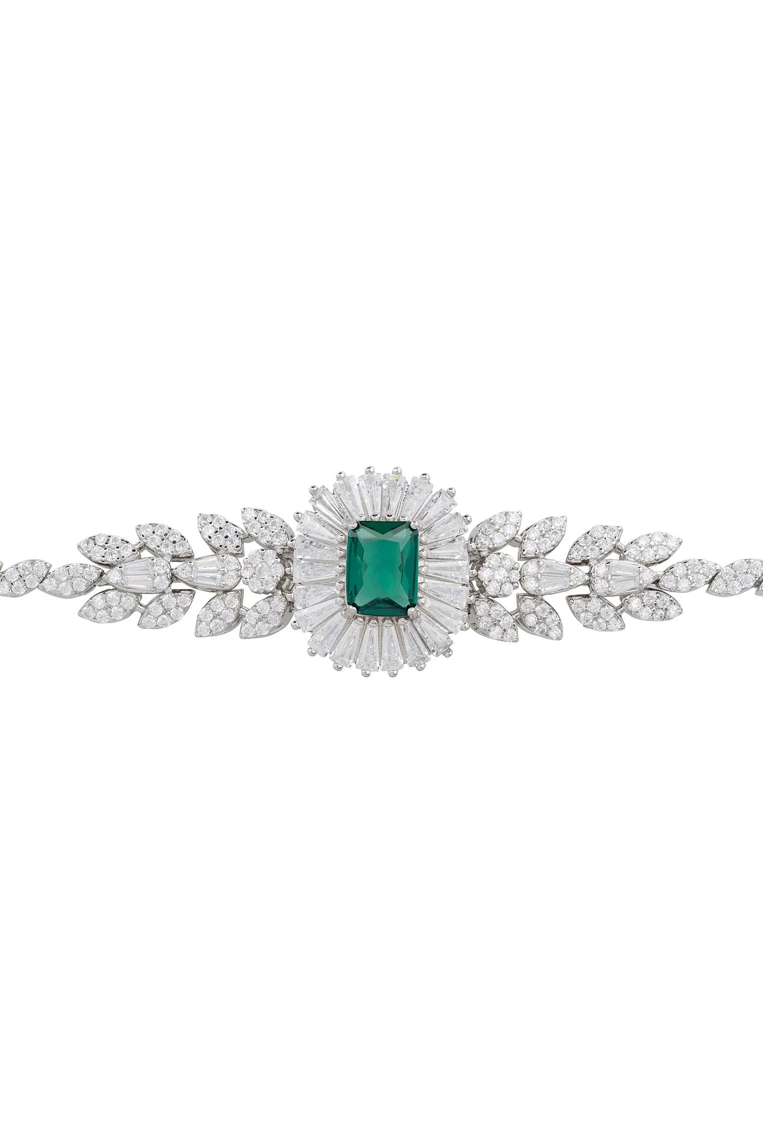 Blooming emerald floral diamond bracelet.