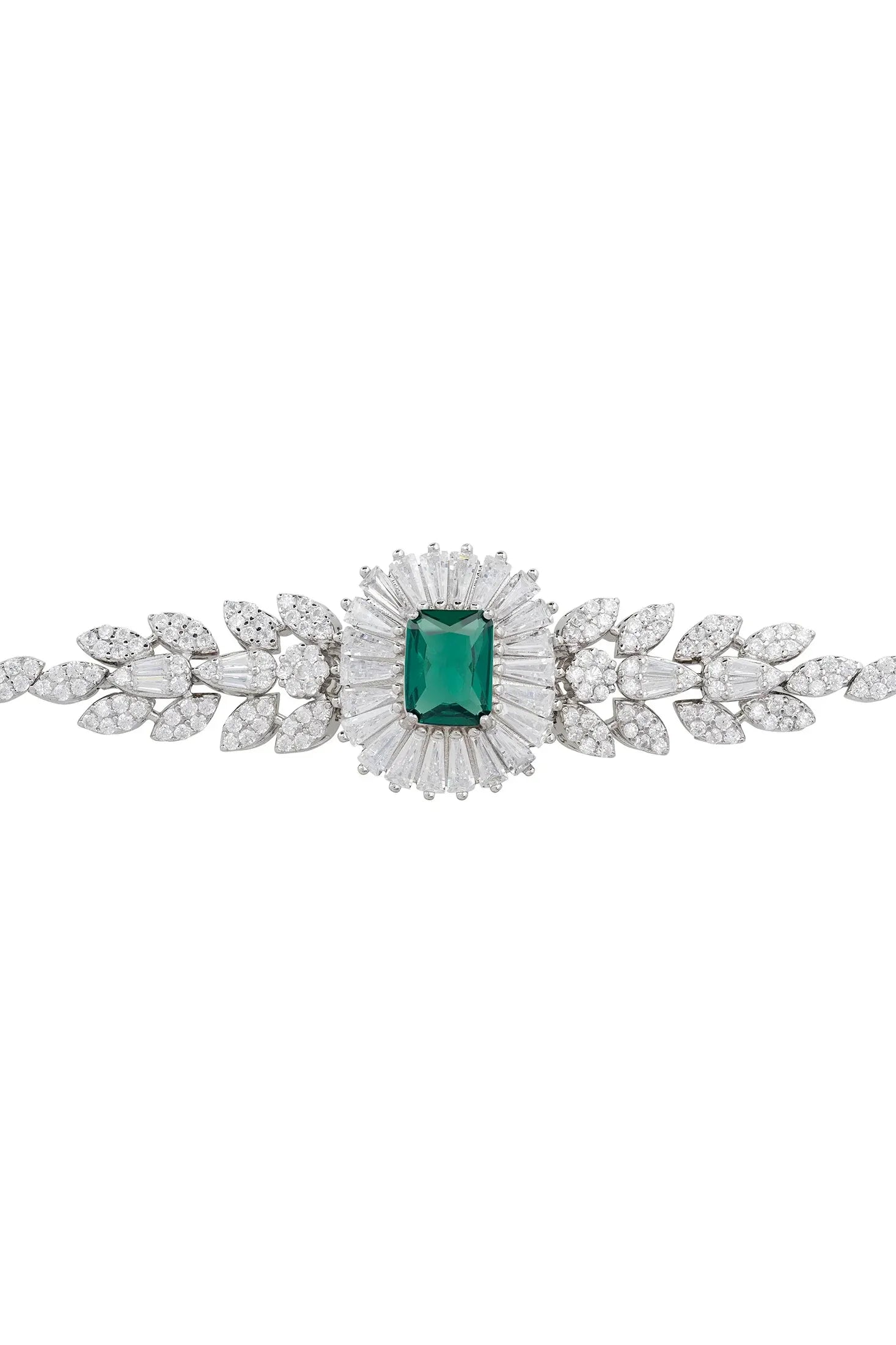 Blooming emerald floral diamond bracelet.