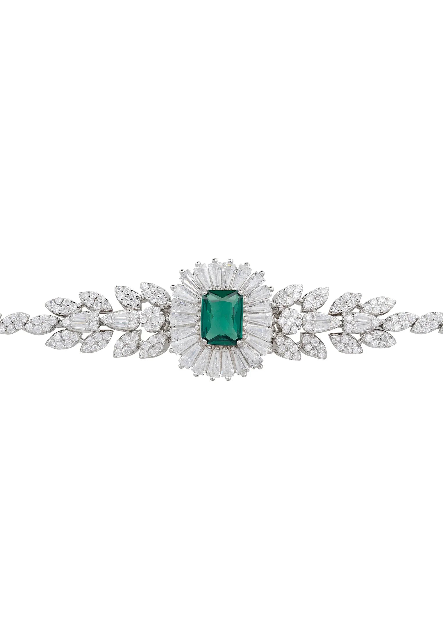 Blooming emerald floral diamond bracelet.