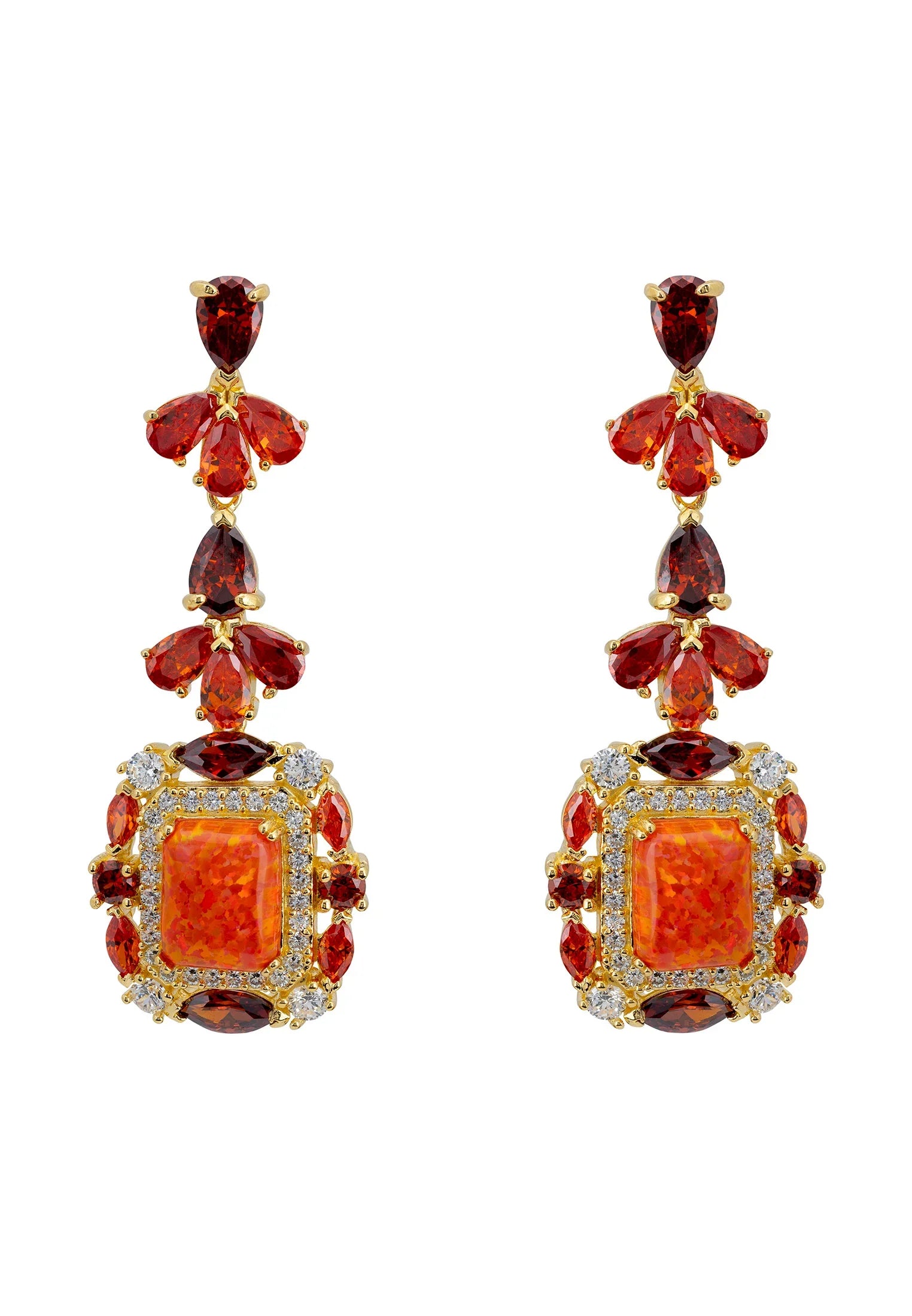 Orange opal drop earrings.