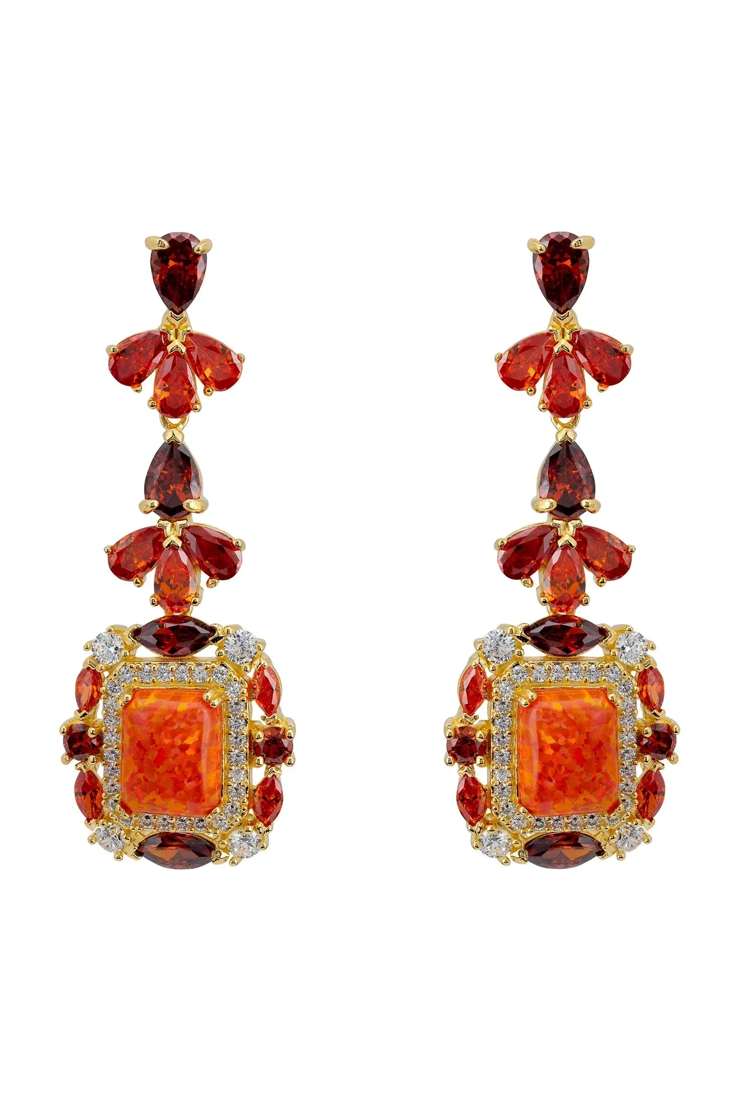Orange opal drop earrings.