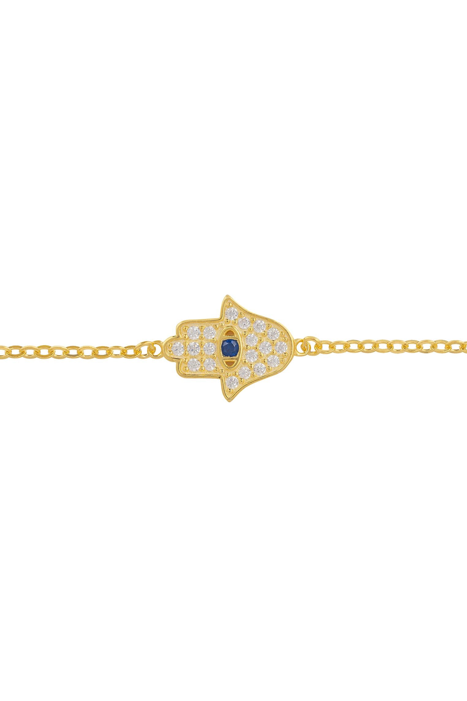 Hamsa Hand With Evil Eye Bracelet Gold