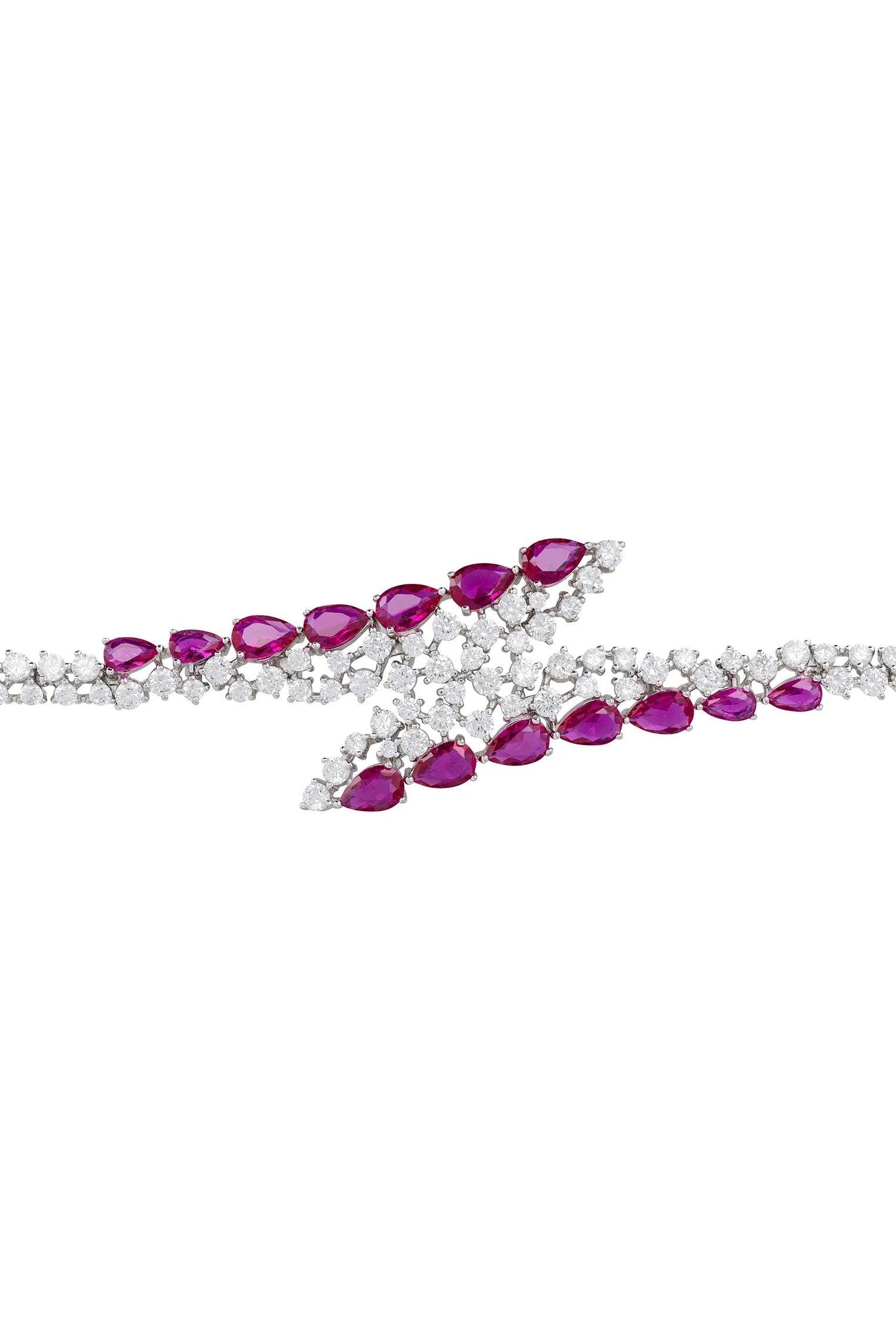 Ruby teardrops diamond bracelet.