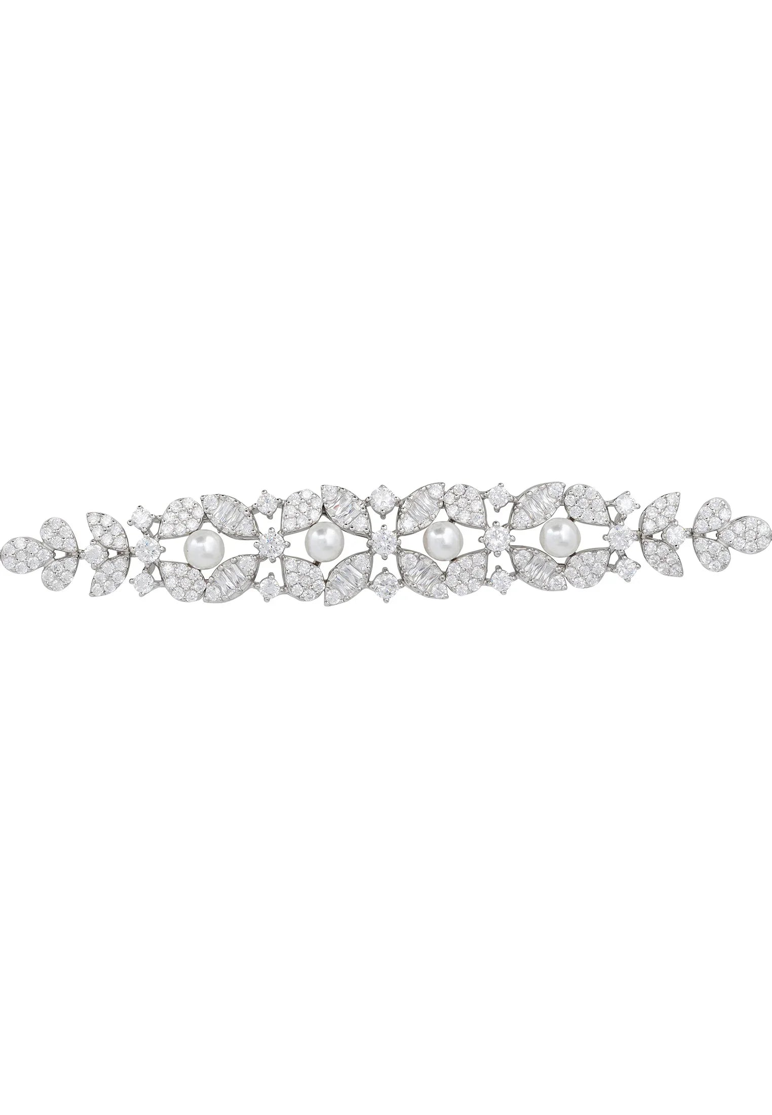 Floral diamond bracelet with pearls.