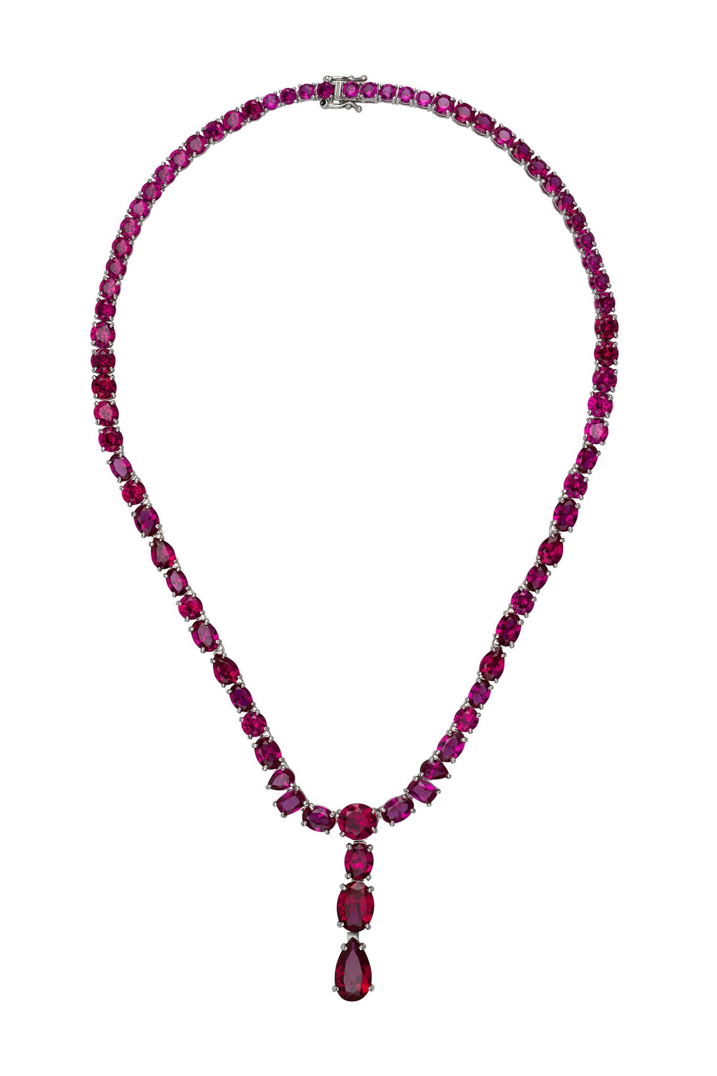 Multiple shape ruby necklace.