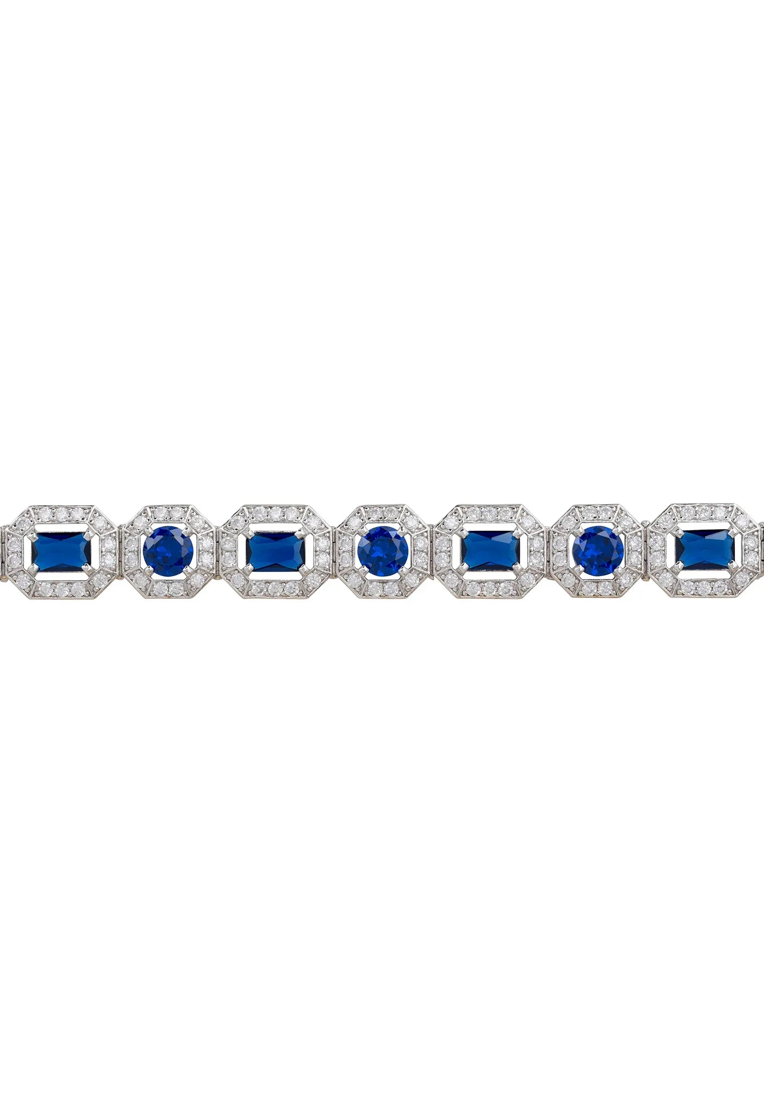 Diamond halo sapphire bracelet.