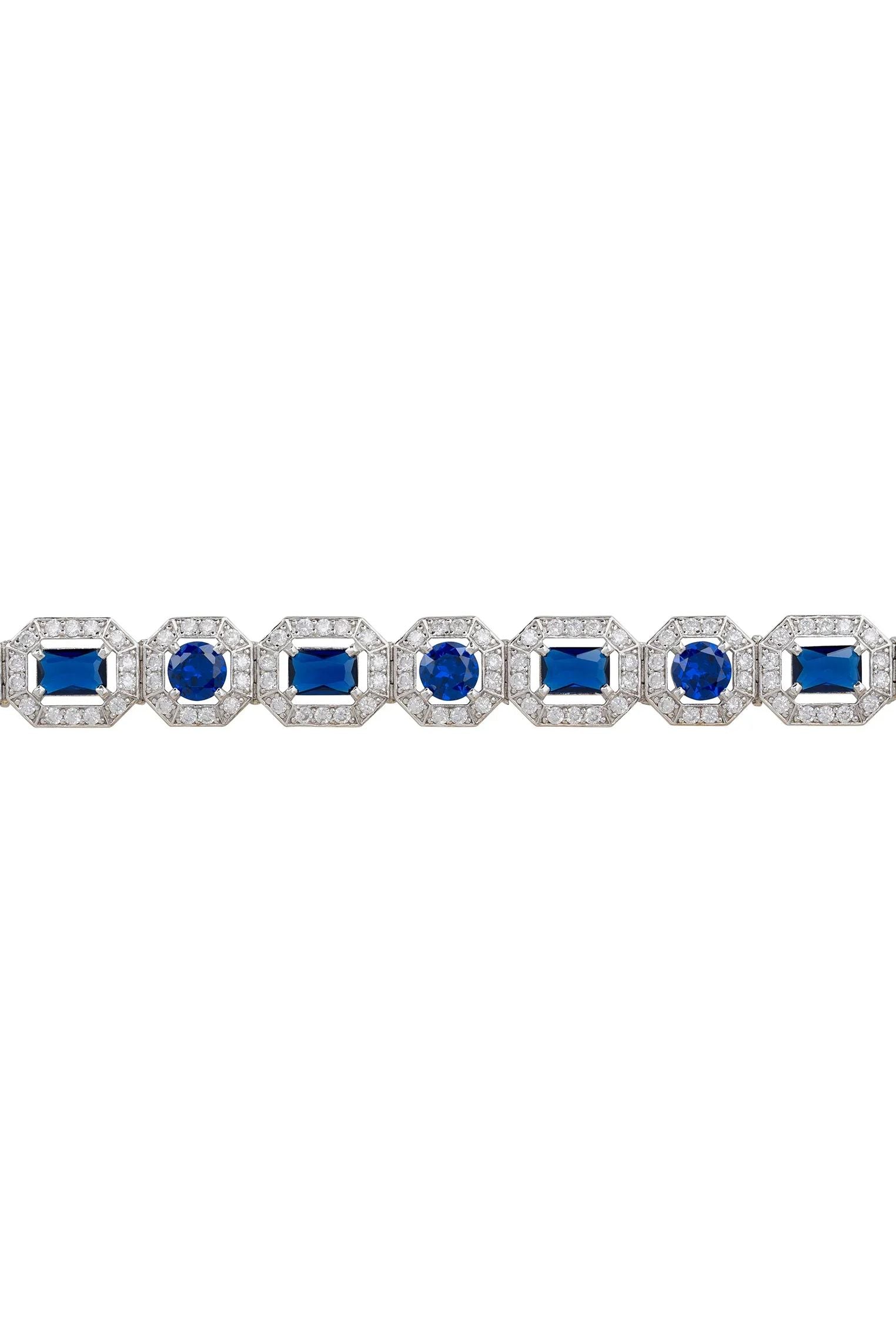 Diamond halo sapphire bracelet.