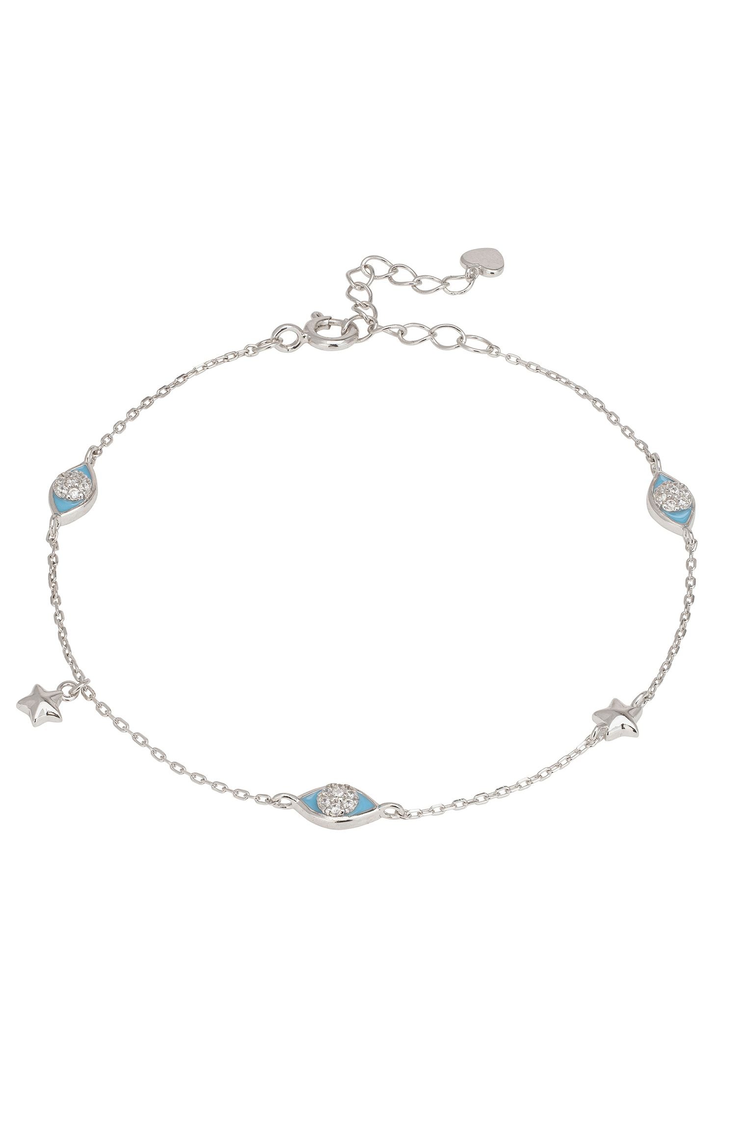 Charm Evil Eye And Star Bracelet Silver