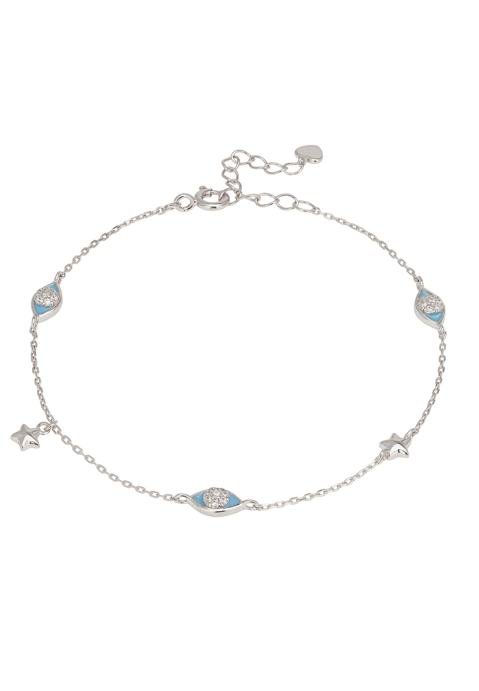 Charm Evil Eye And Star Bracelet Silver