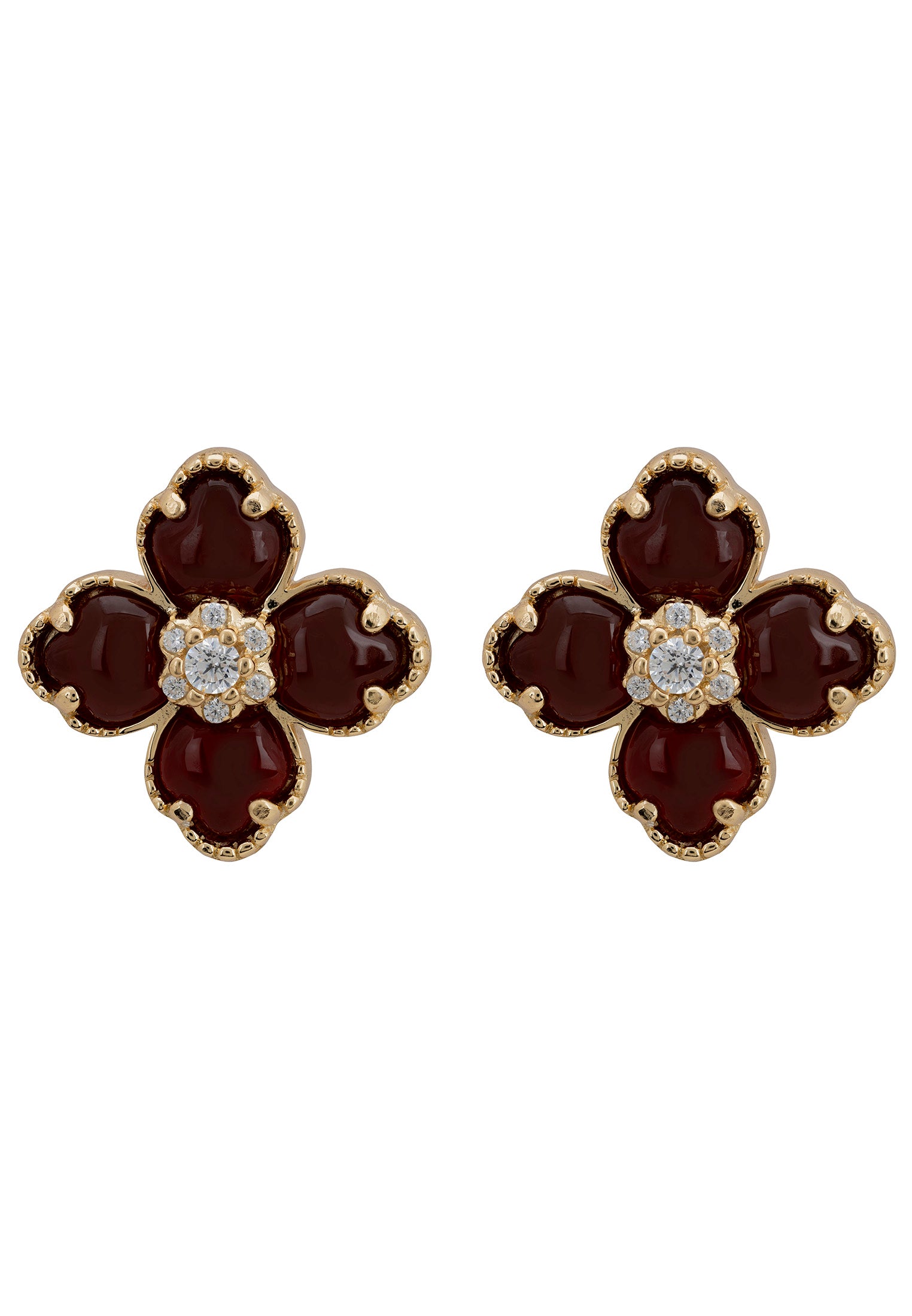 Red clover gold stud earrings.