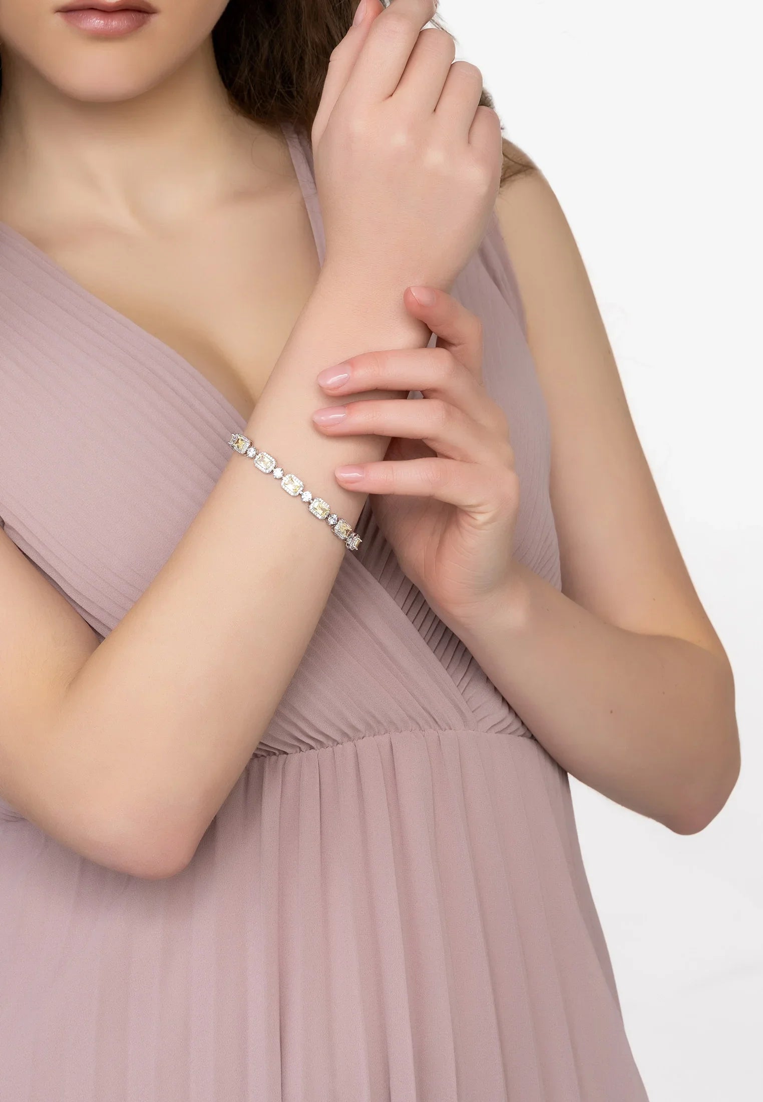 Pulsera Elena Piedras Limón Topacio Plata