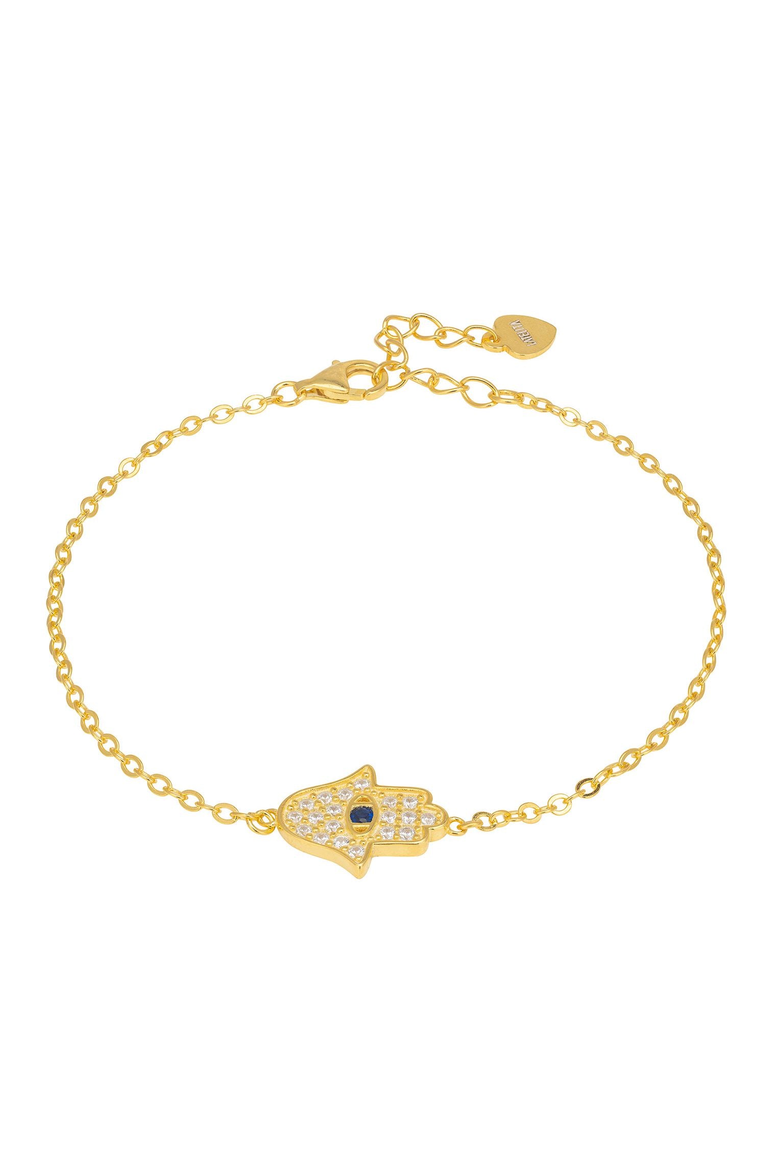 Hamsa Hand With Evil Eye Bracelet Gold