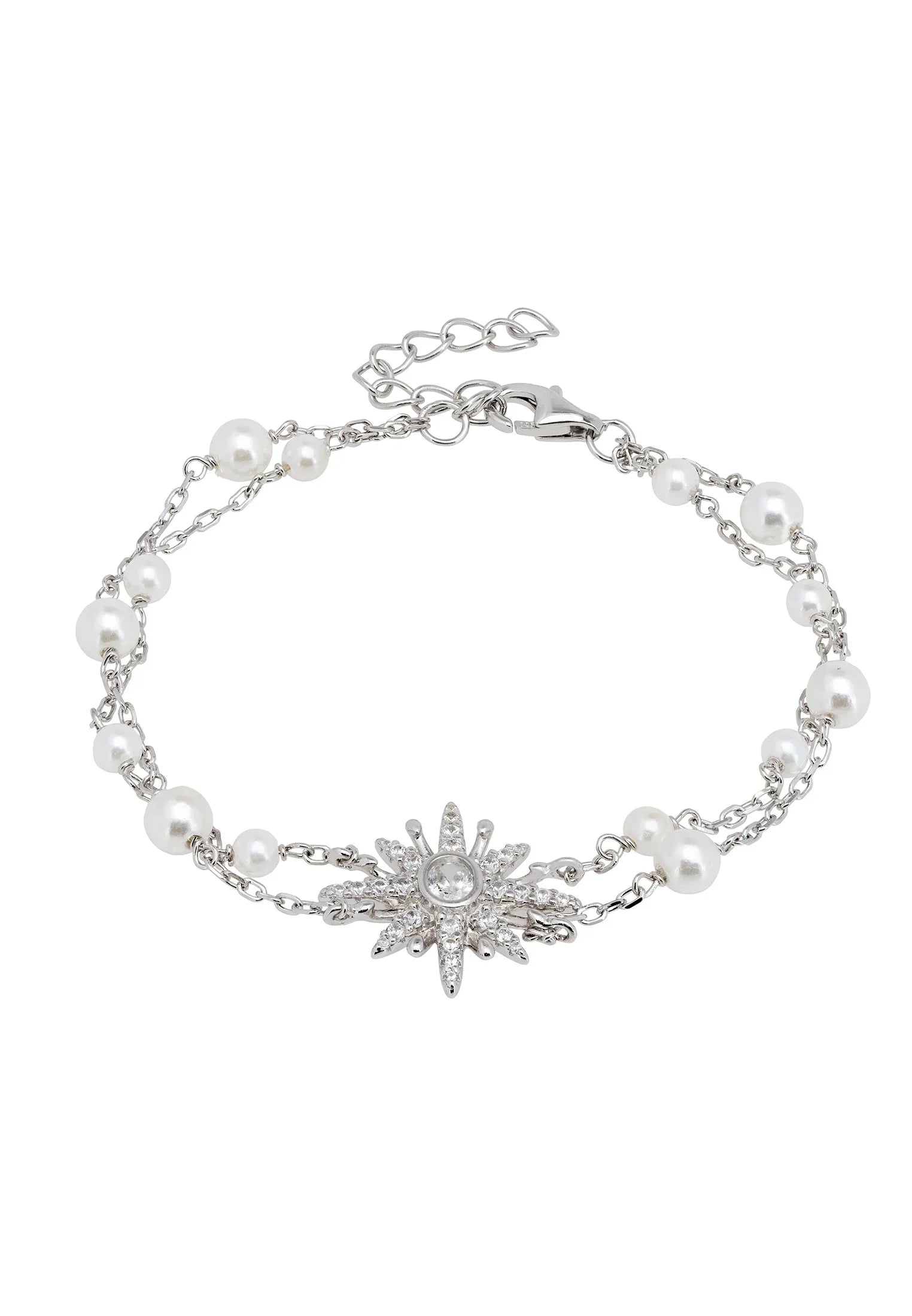 Diamond starburst bracelet with pearls.