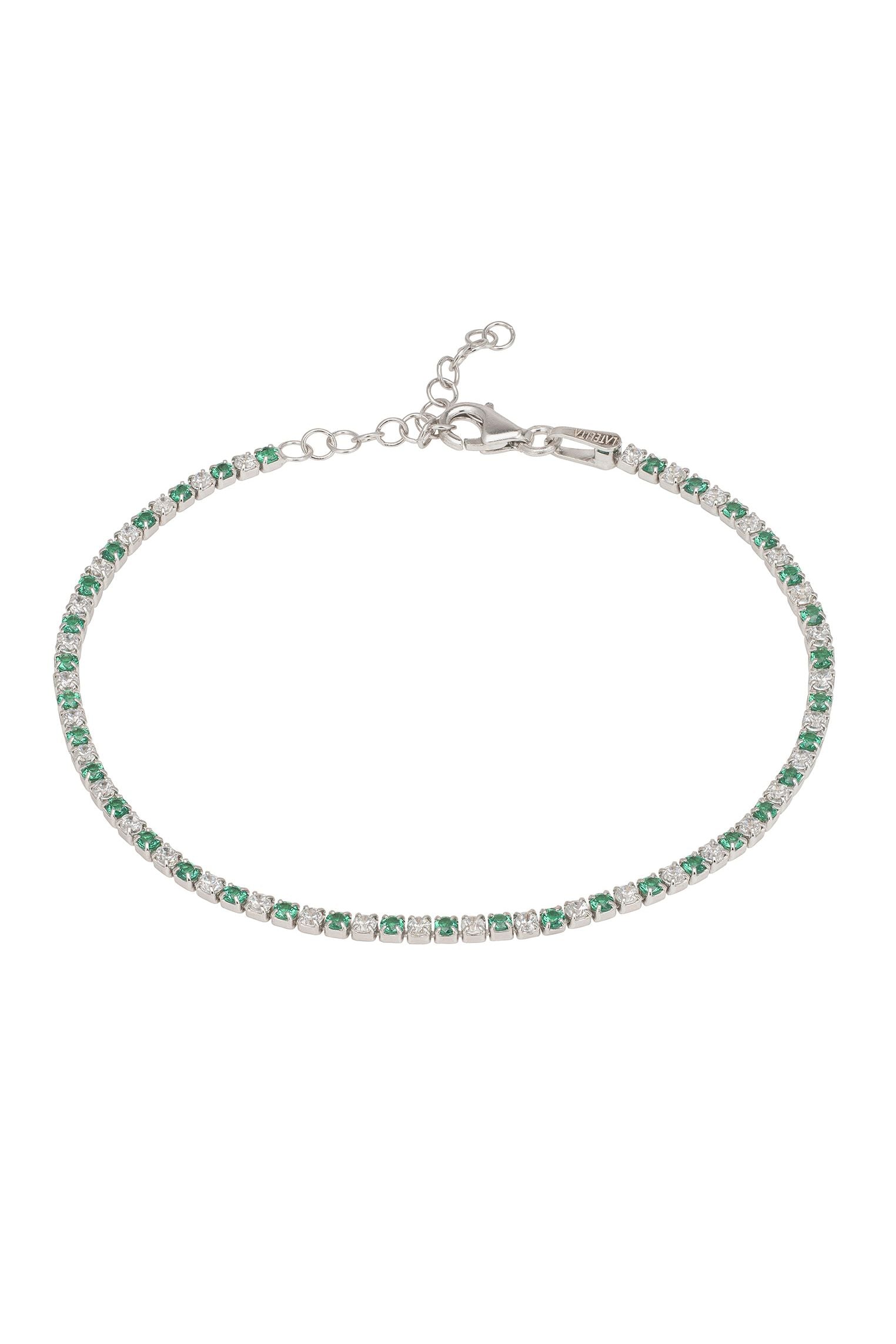 Tennis Bracelet Emerald Green And White Cz Silver