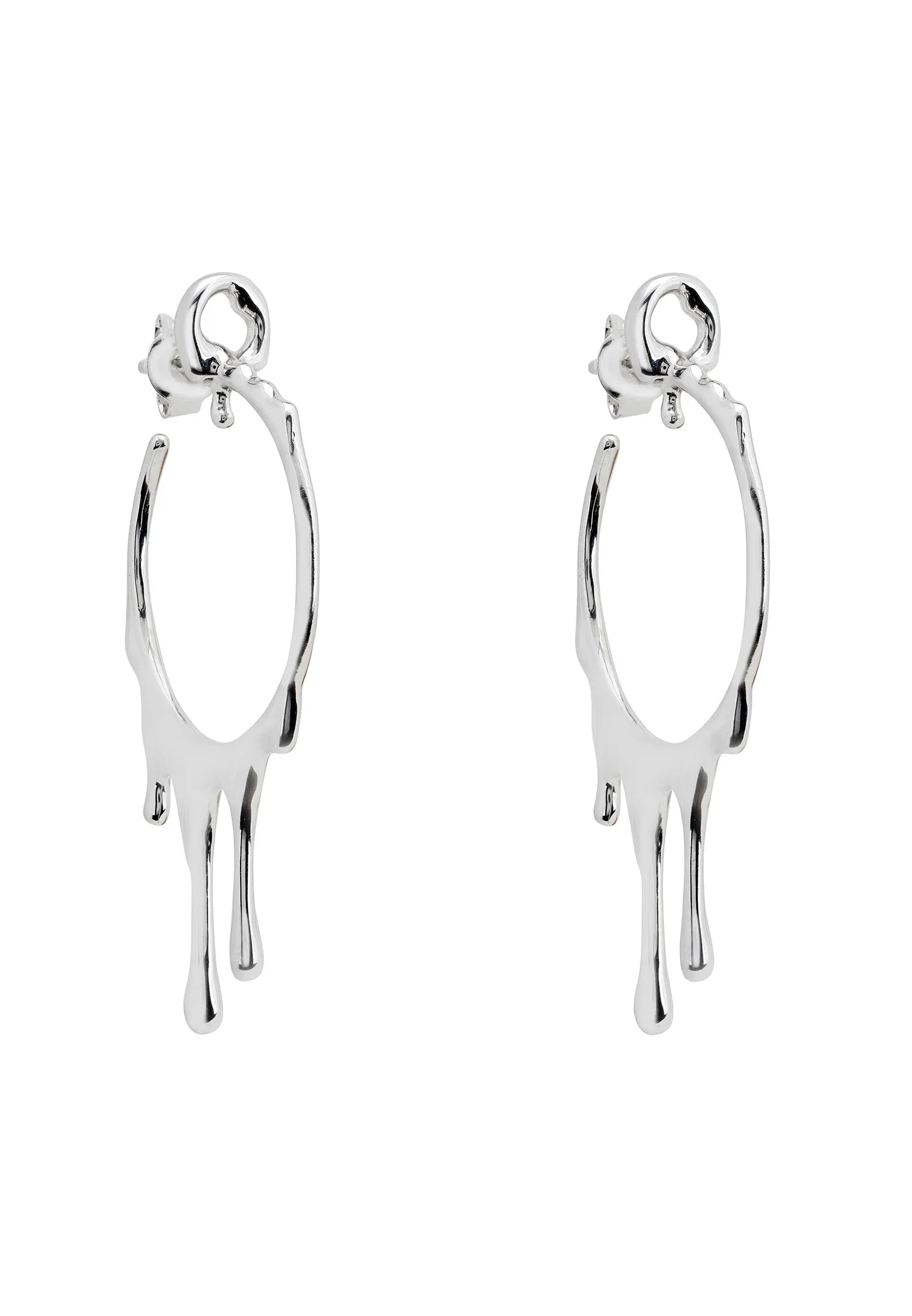 Melting silver hoop earrings.