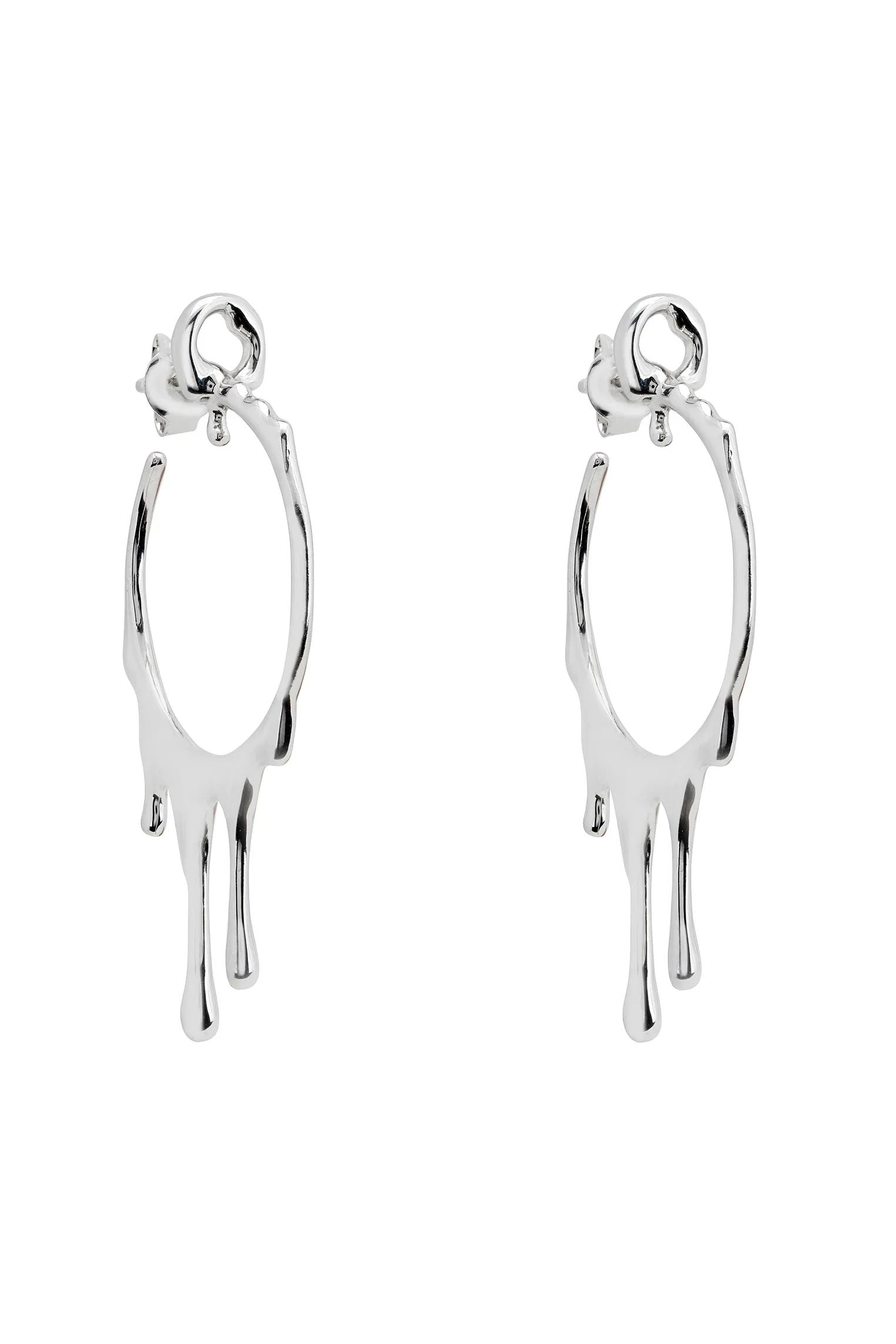 Melting silver hoop earrings.