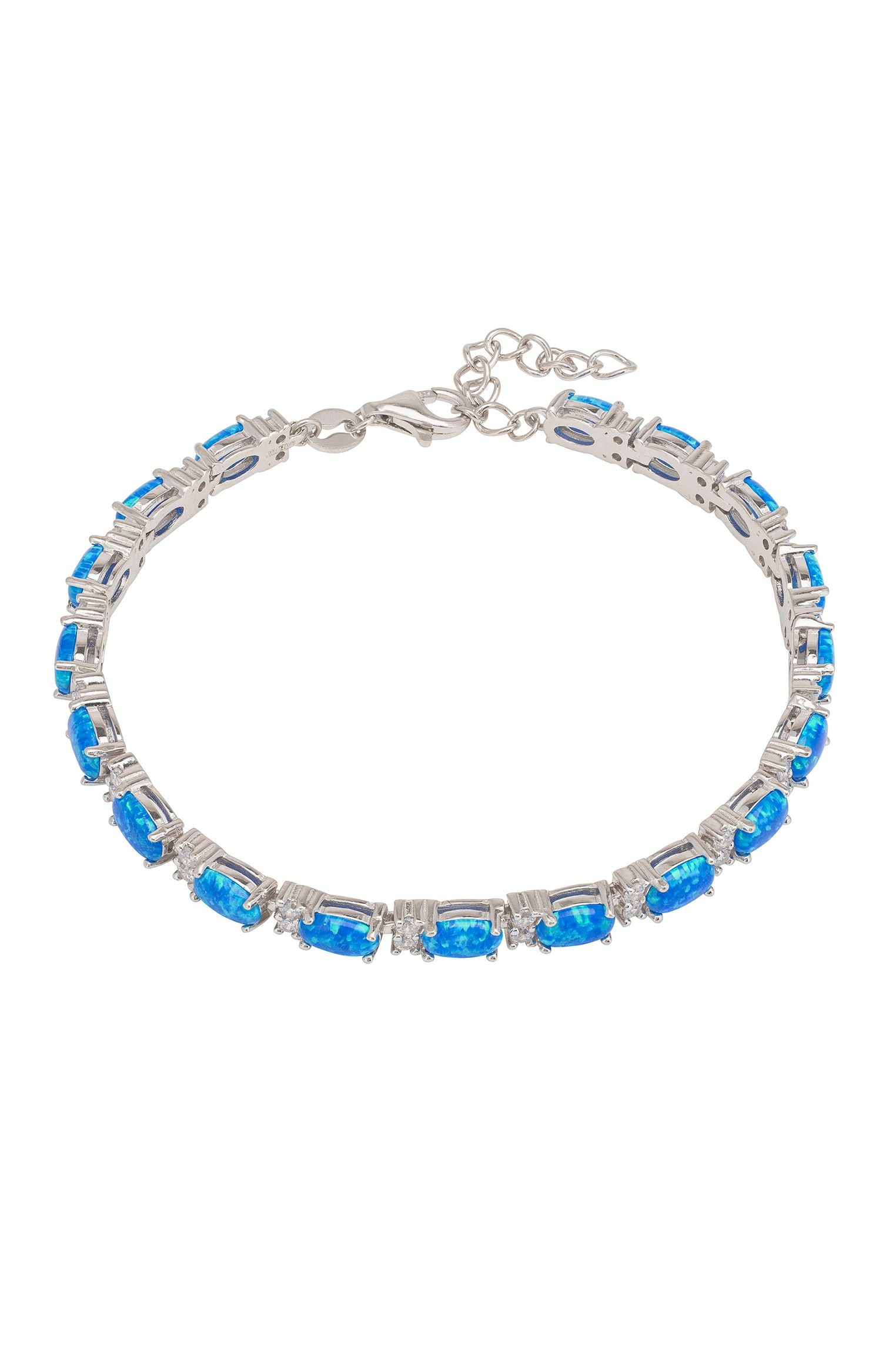 Blue Opal Tennis Bracelet Silver