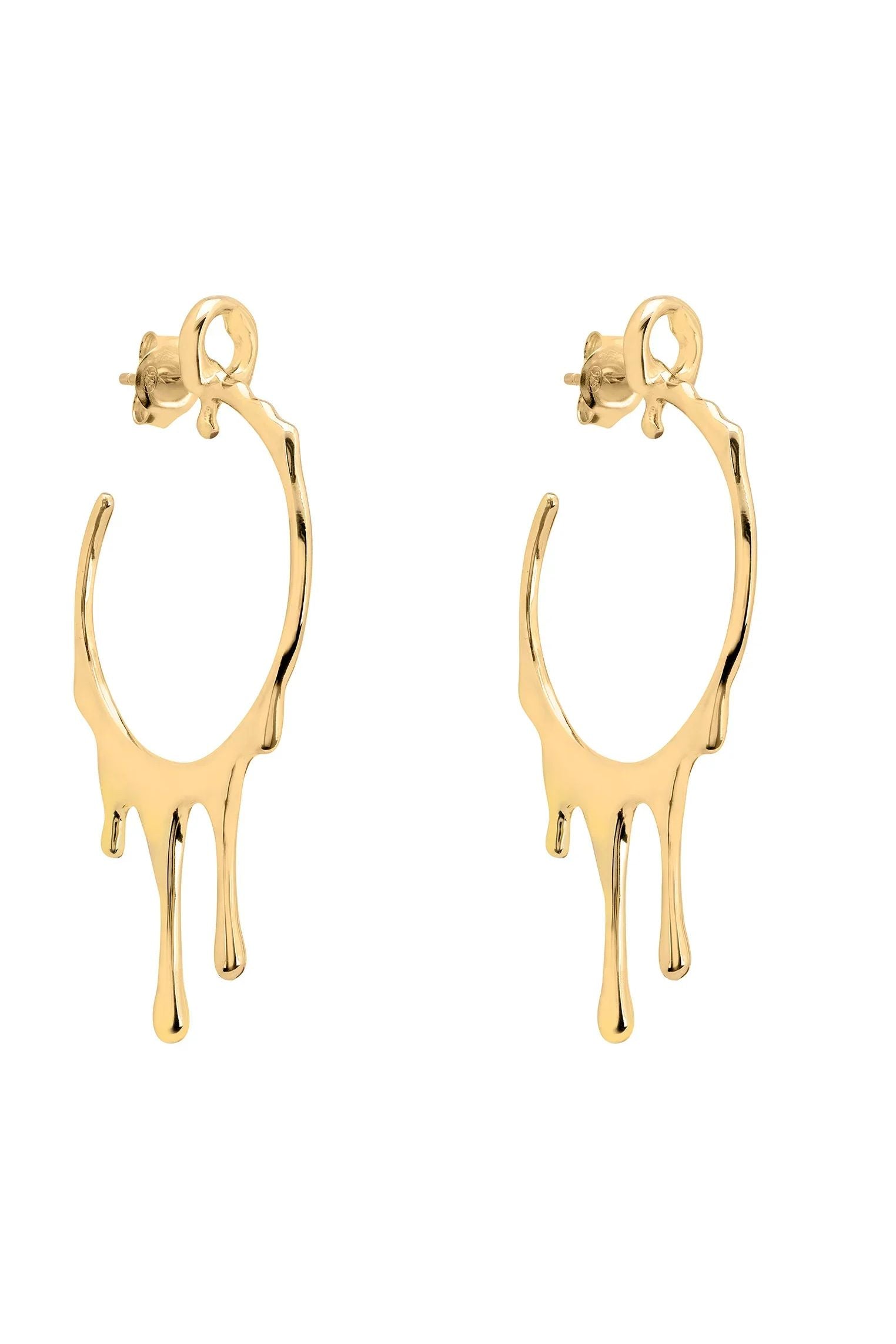 Melting gold hoop earrings.