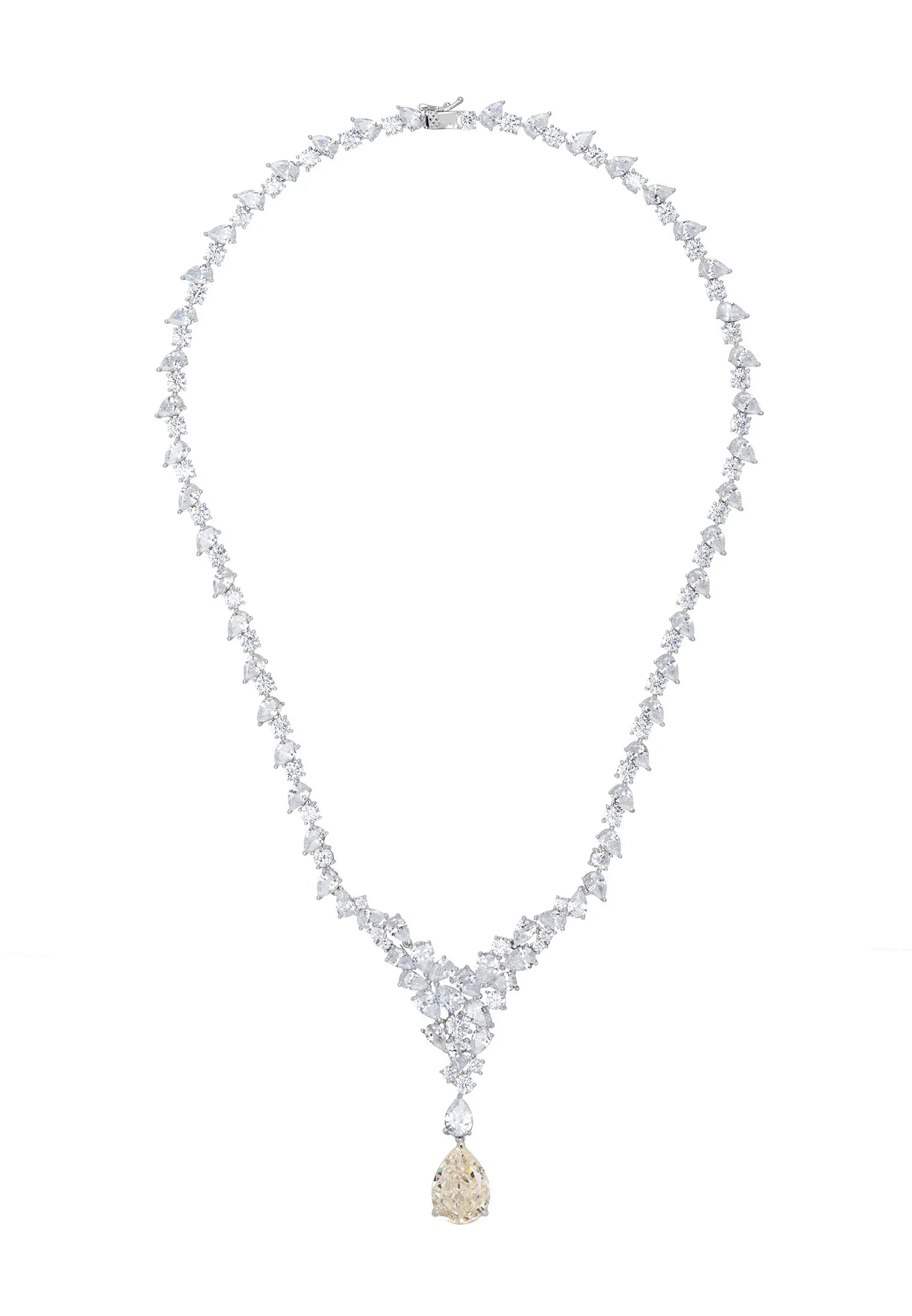 Teardrop moissanite centerpiece diamond necklace.
