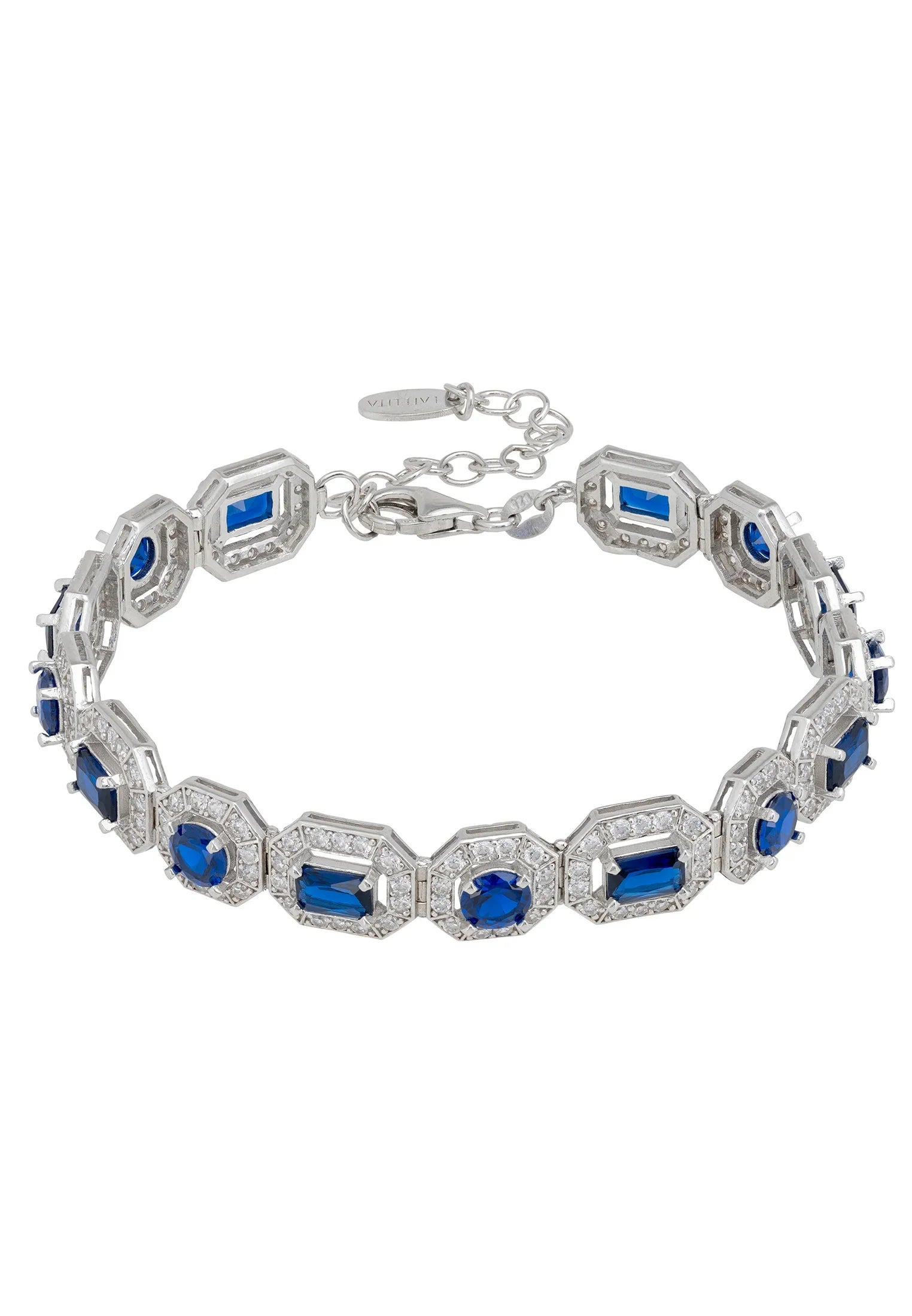 Diamond halo sapphire bracelet.