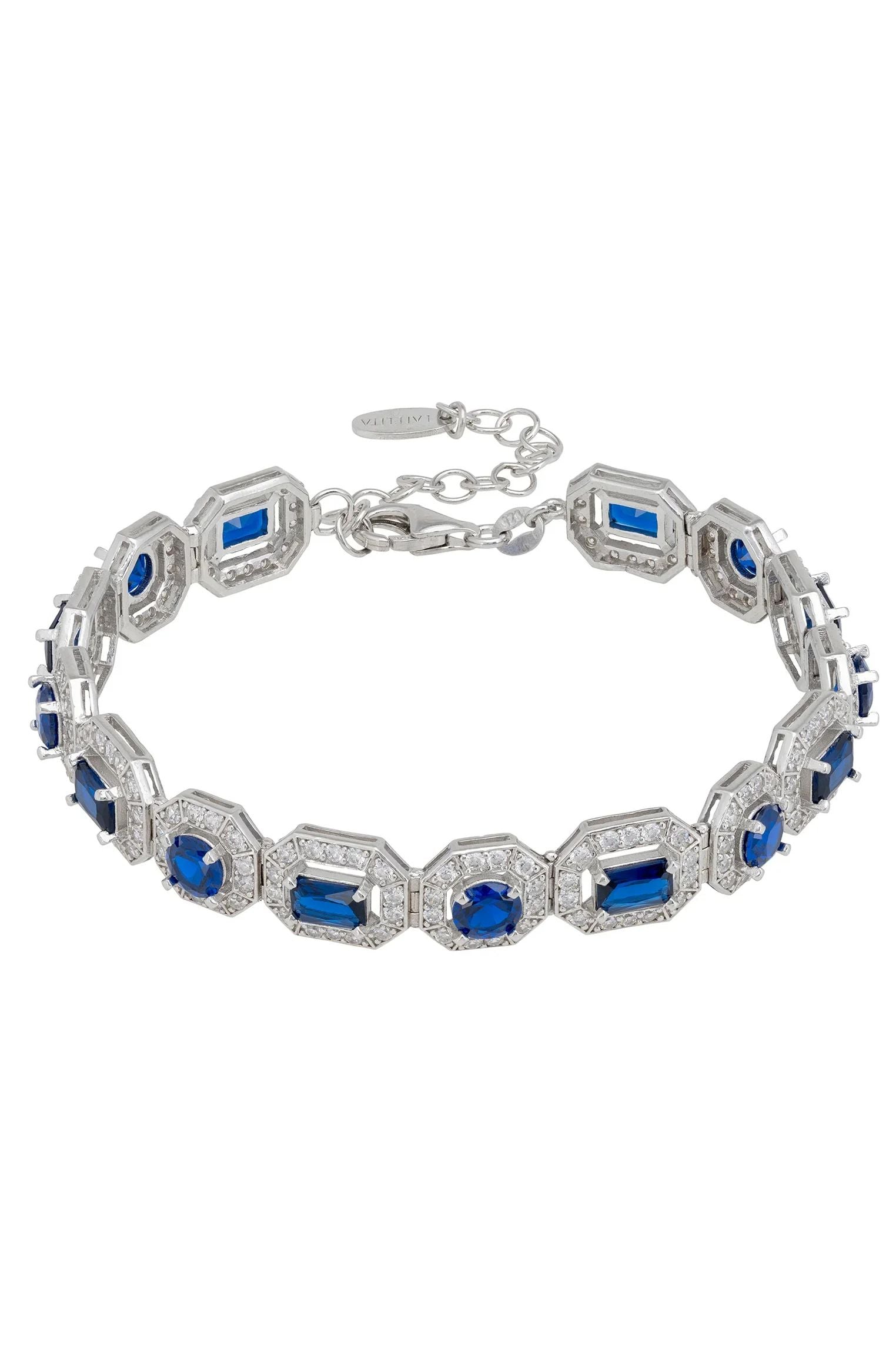 Diamond halo sapphire bracelet.