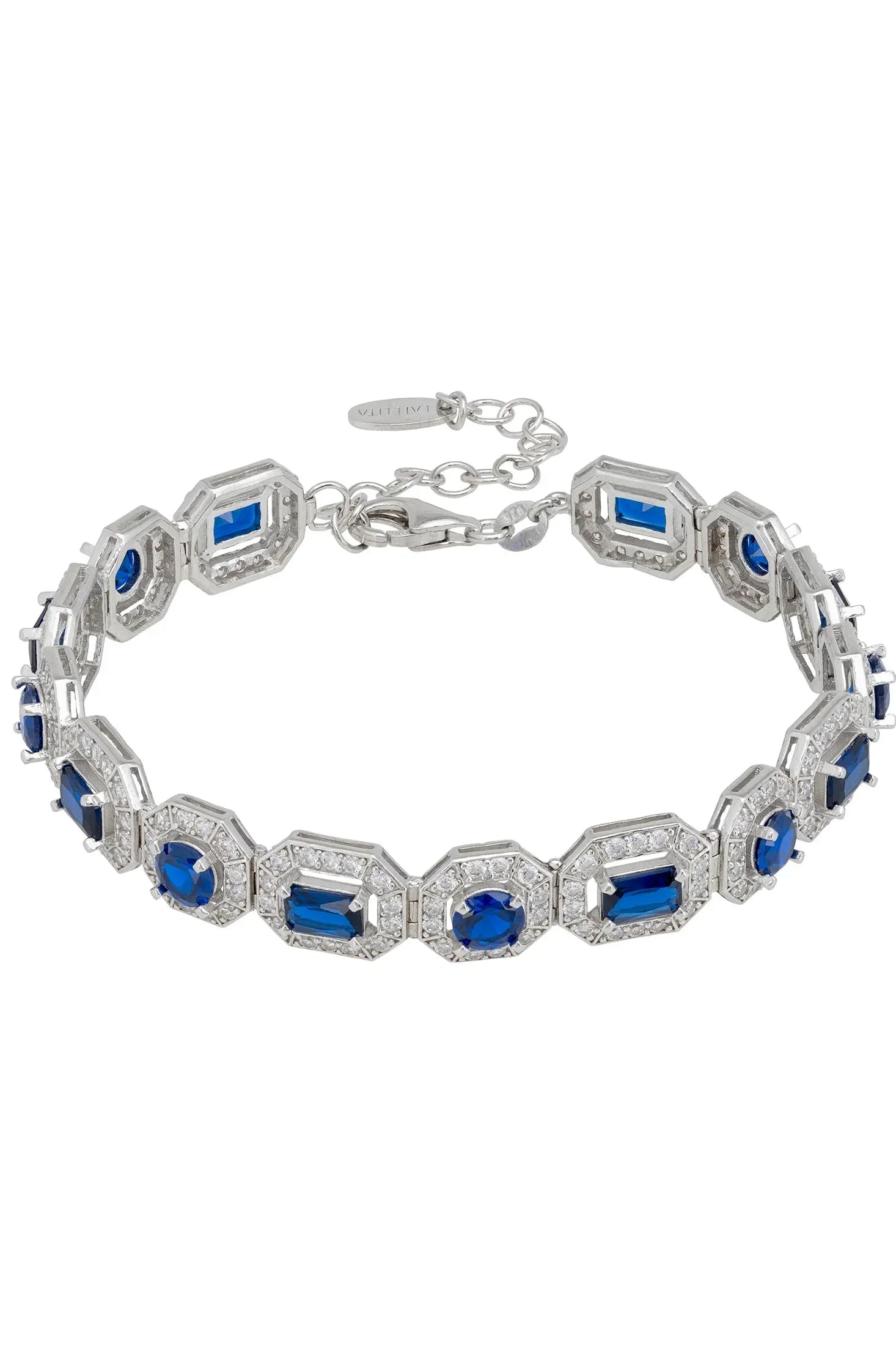Diamond halo sapphire bracelet.