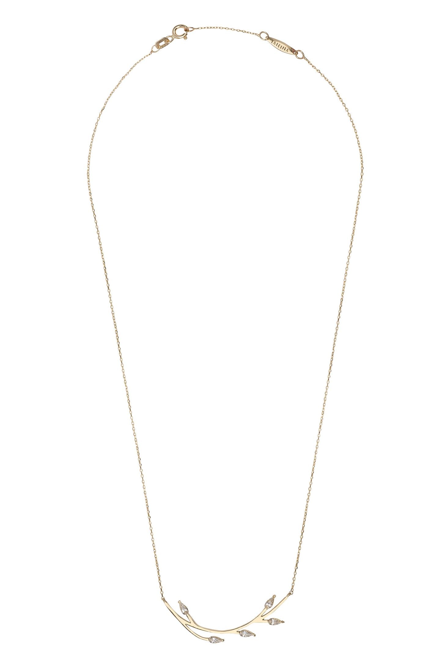 Gold necklace on a white background