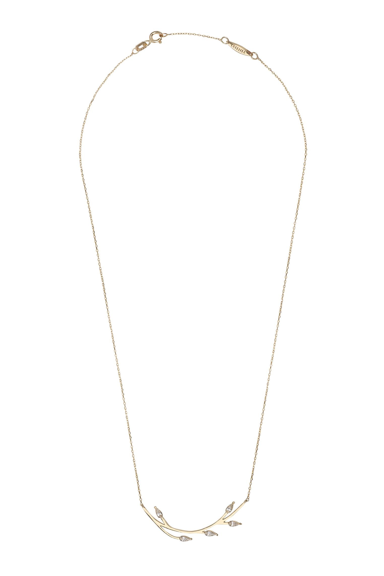 Solid 14k Gold Blooming Branch Necklace