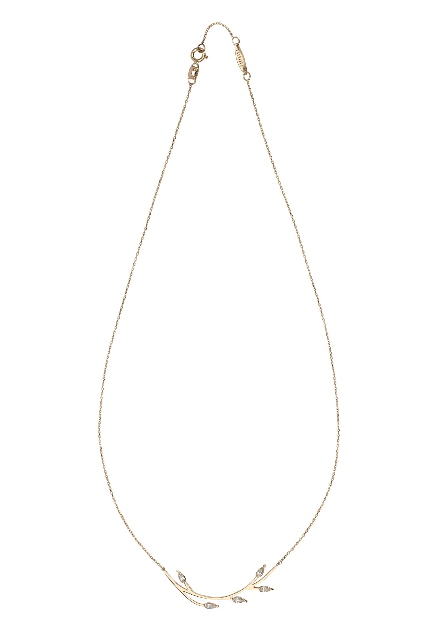 Solid 14k Gold Blooming Branch Necklace