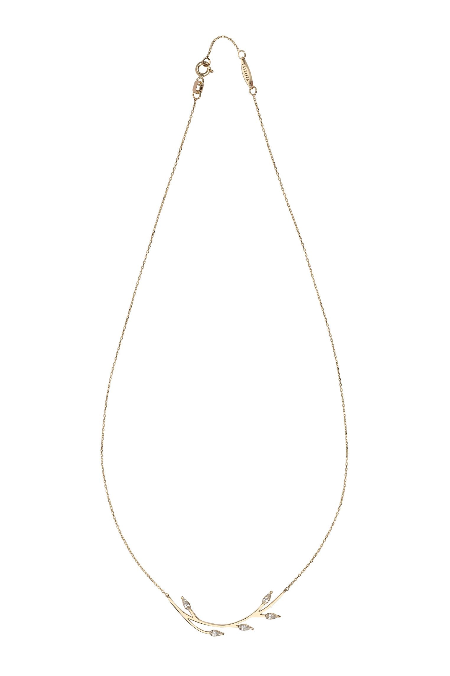 Solid 14k Gold Blooming Branch Necklace