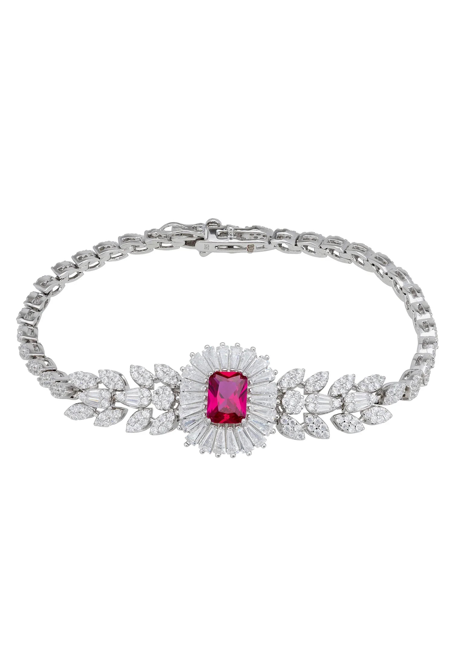 Blooming ruby floral diamond bracelet.