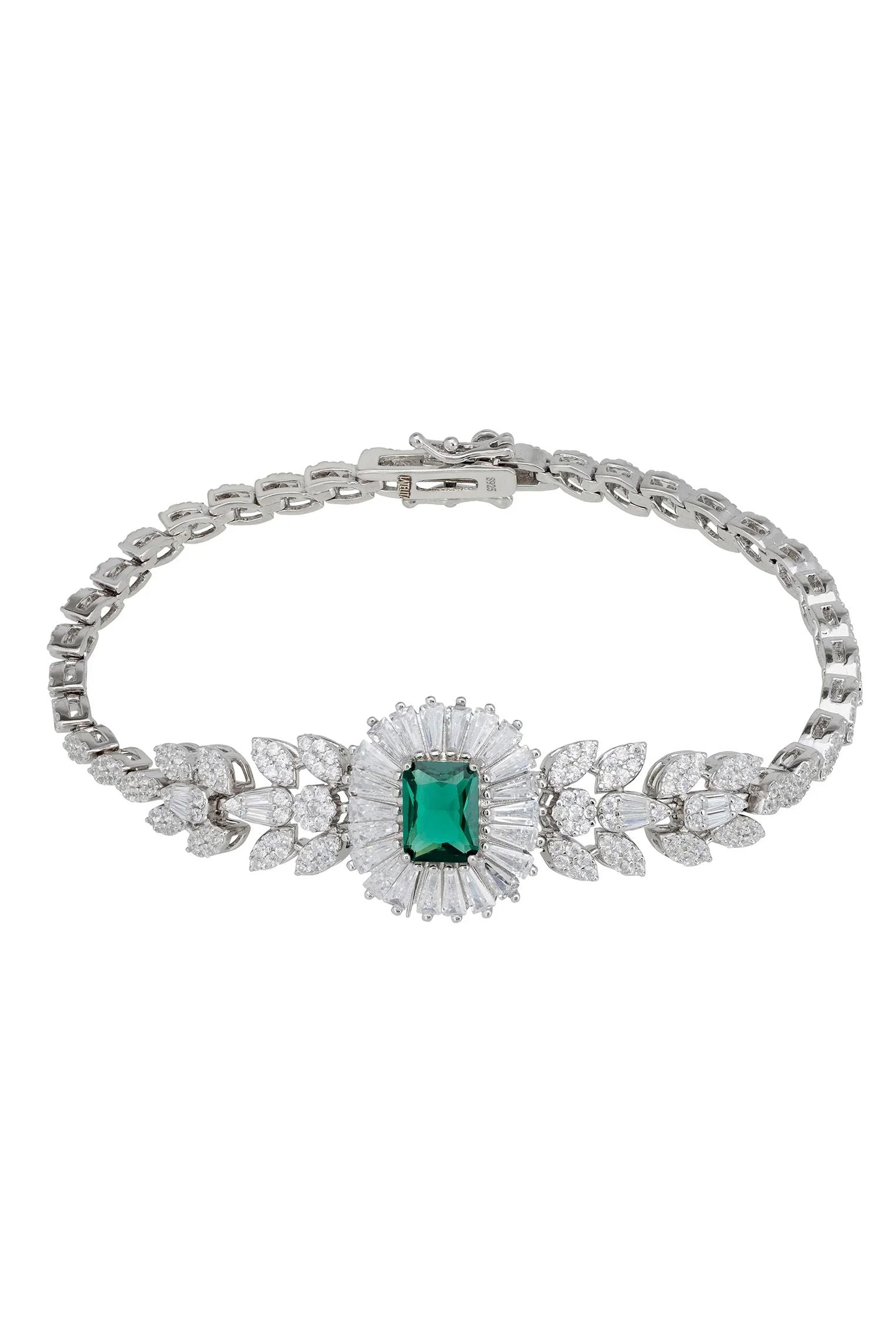 Blooming emerald floral diamond bracelet.