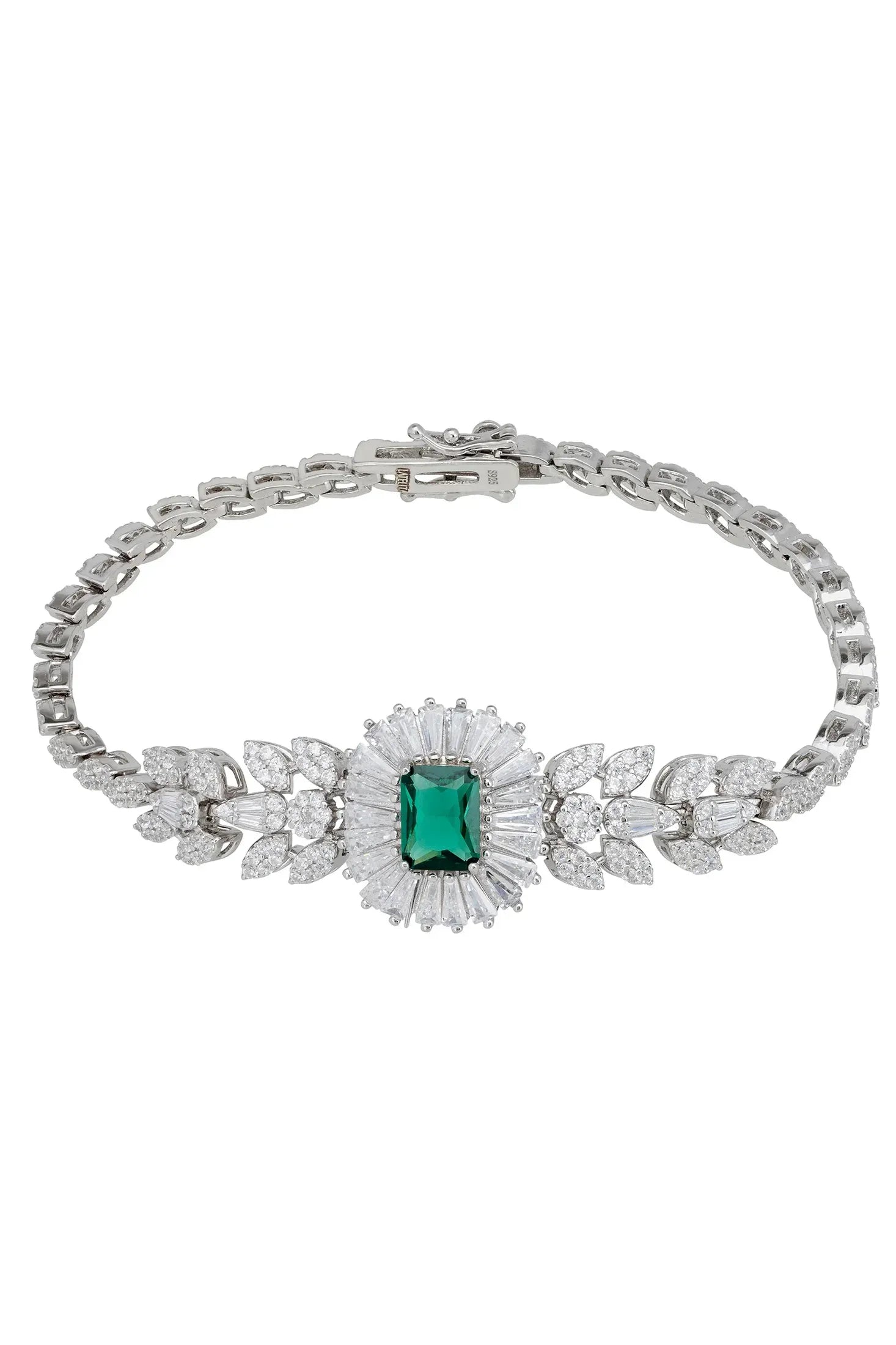 Blooming emerald floral diamond bracelet.