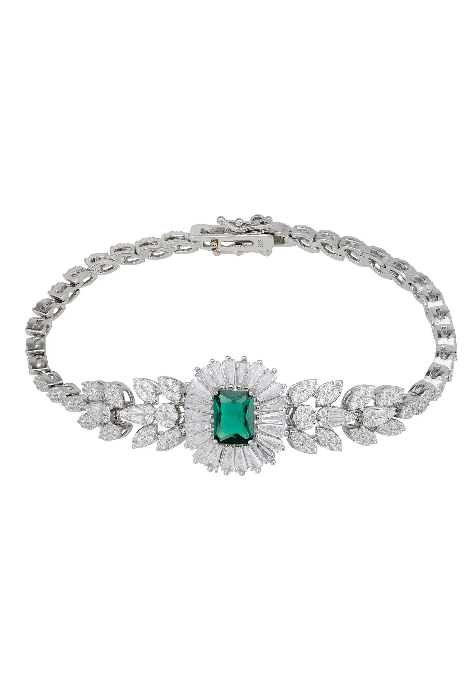 Blooming emerald floral diamond bracelet.