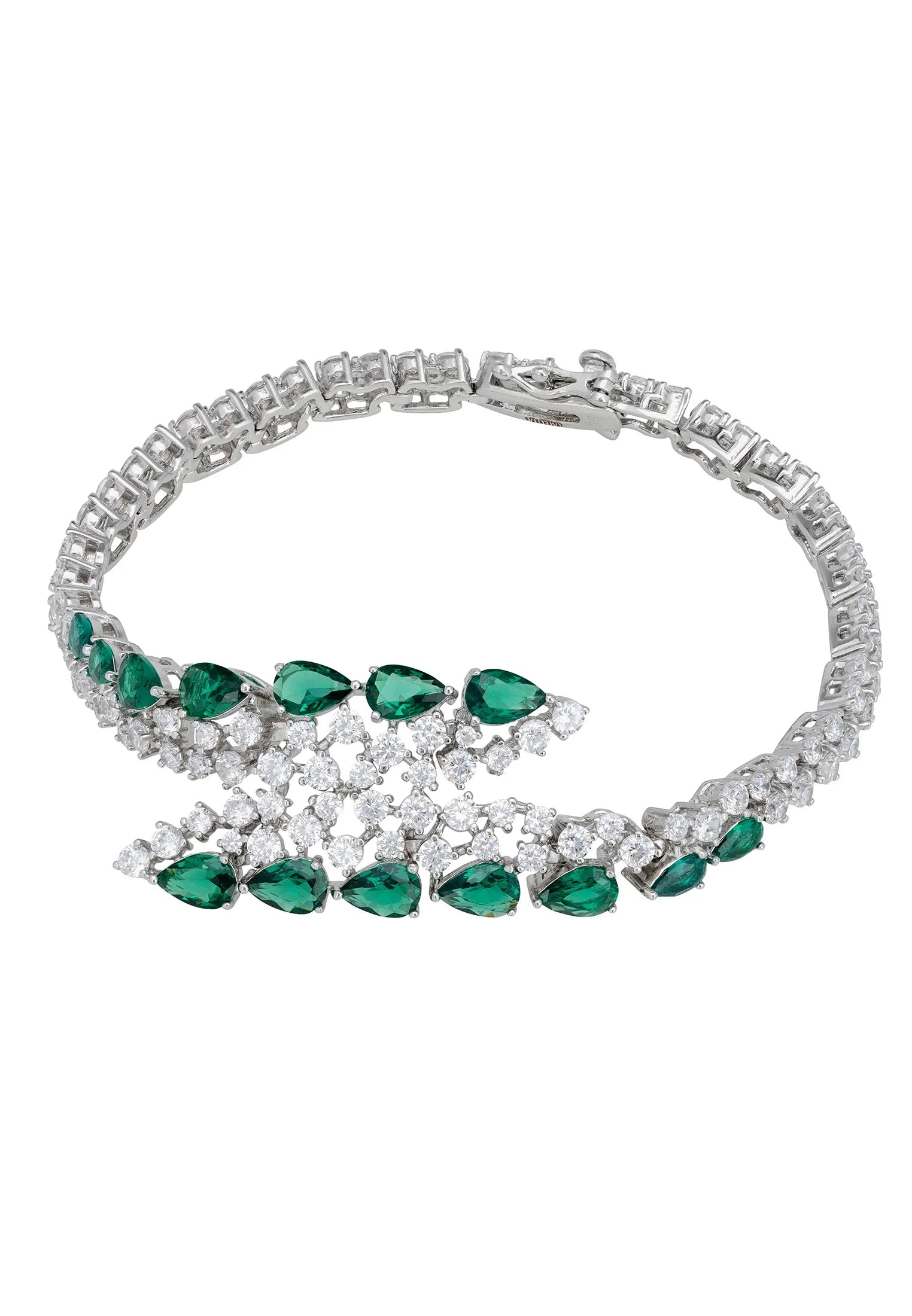 Emerald teardrops diamond bracelet.