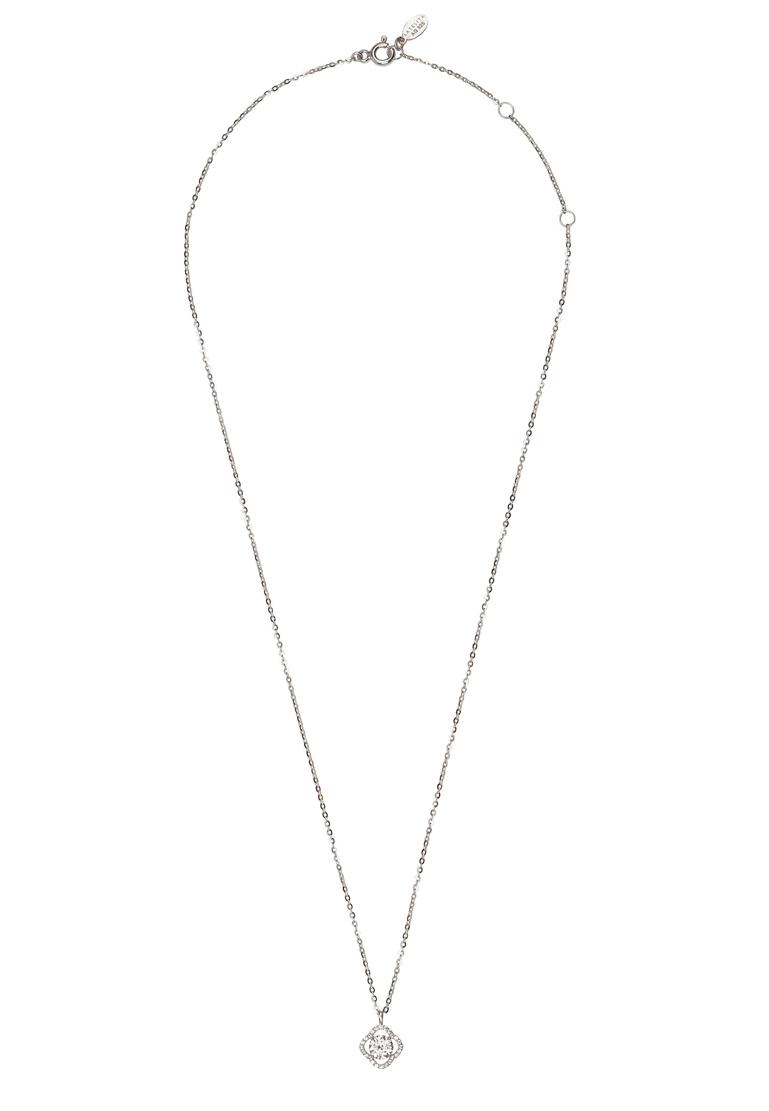 Floating Solitaire Moissanite Necklace Silver