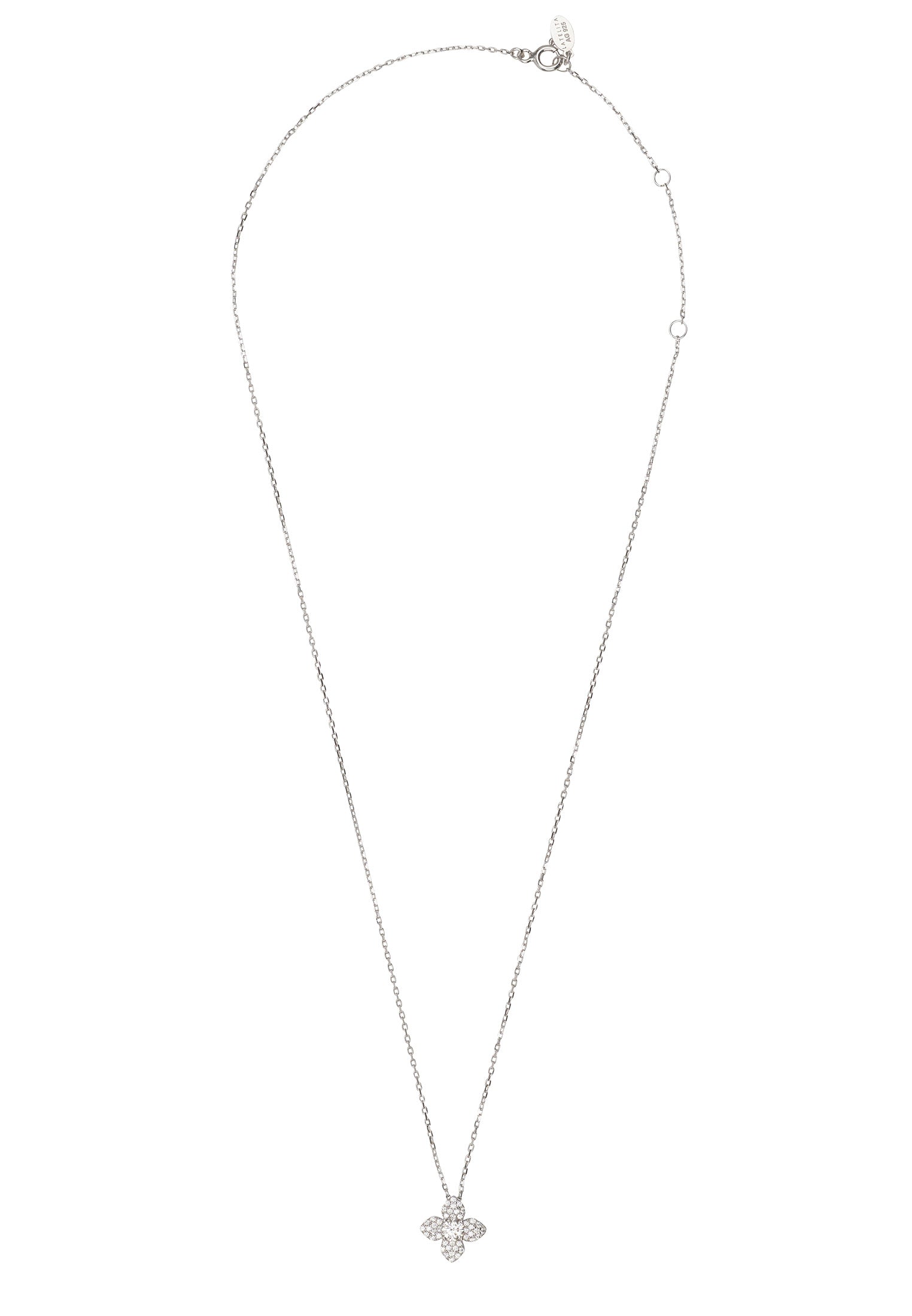 Clover Flower Moissanite Necklace Silver