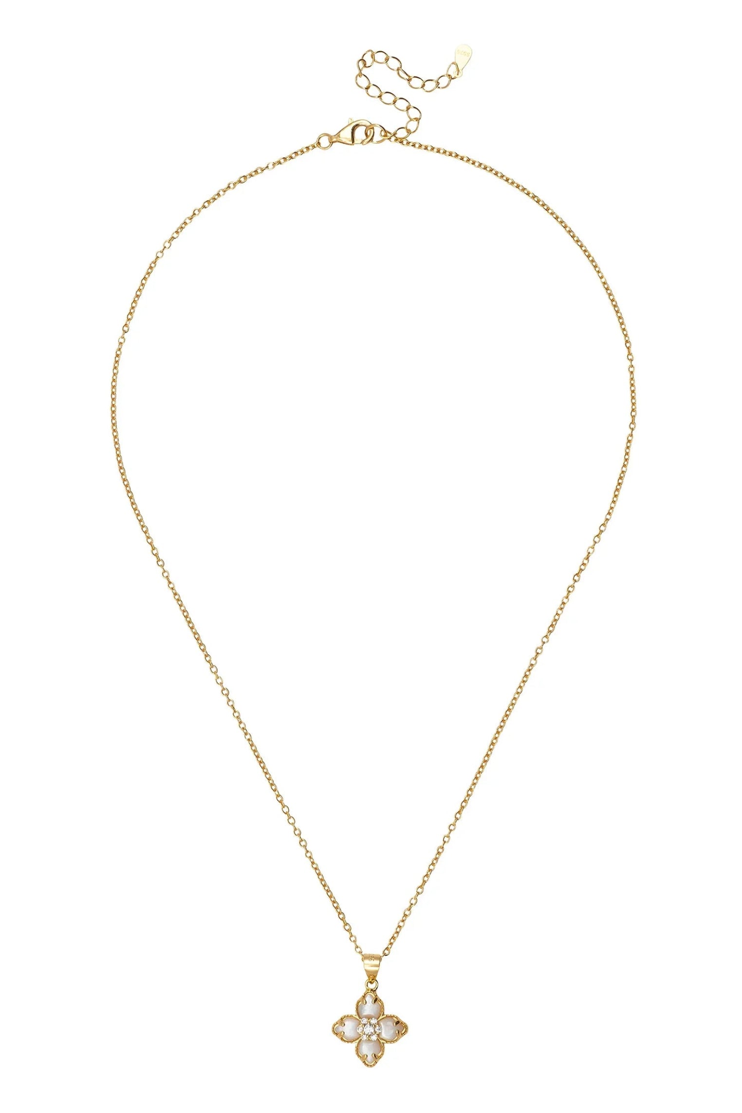 White clover gold necklace.