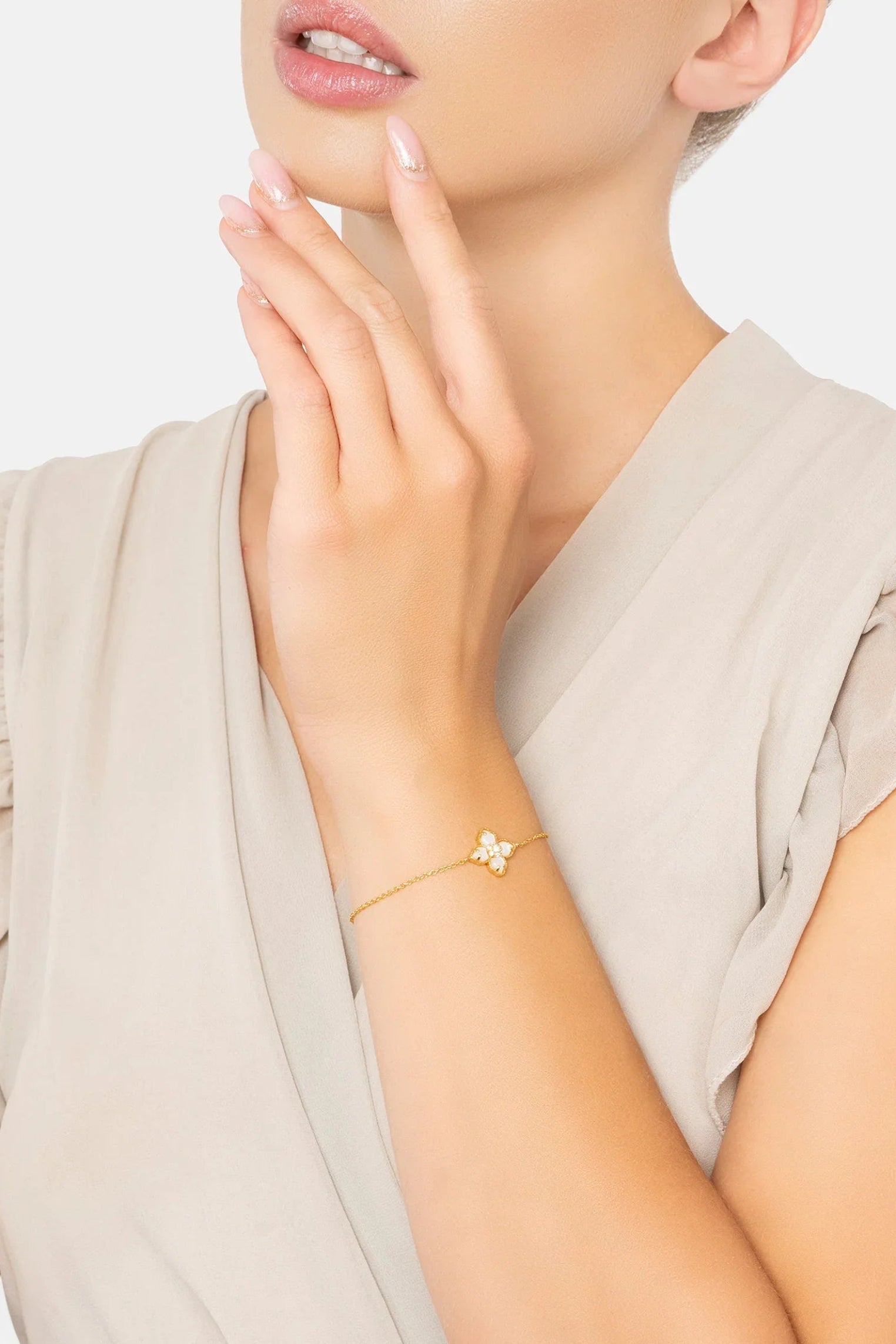 The bracelet worn by a model.