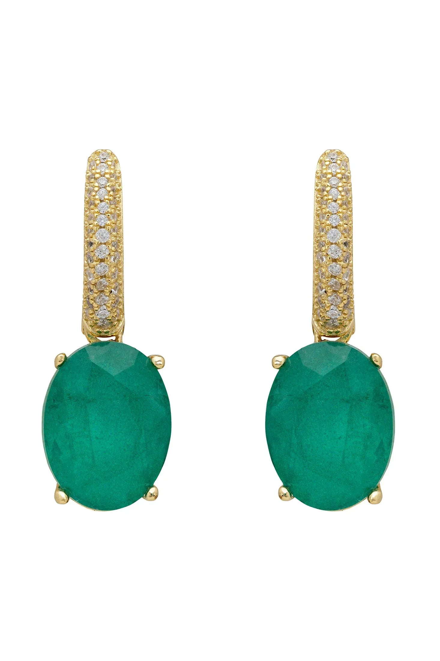 Oval emerald gold earrings.
