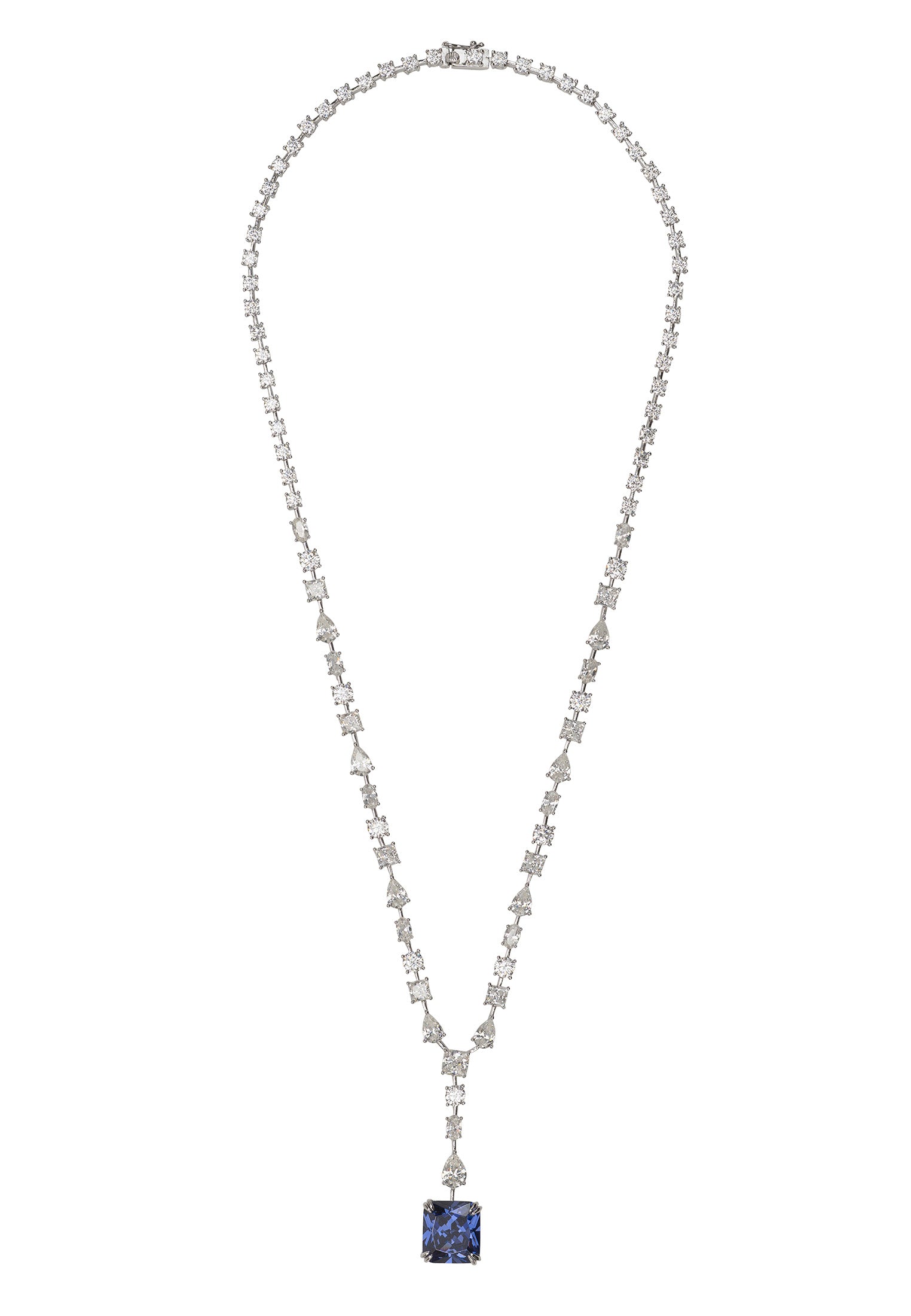 Necklace with a blue pendant on a white background