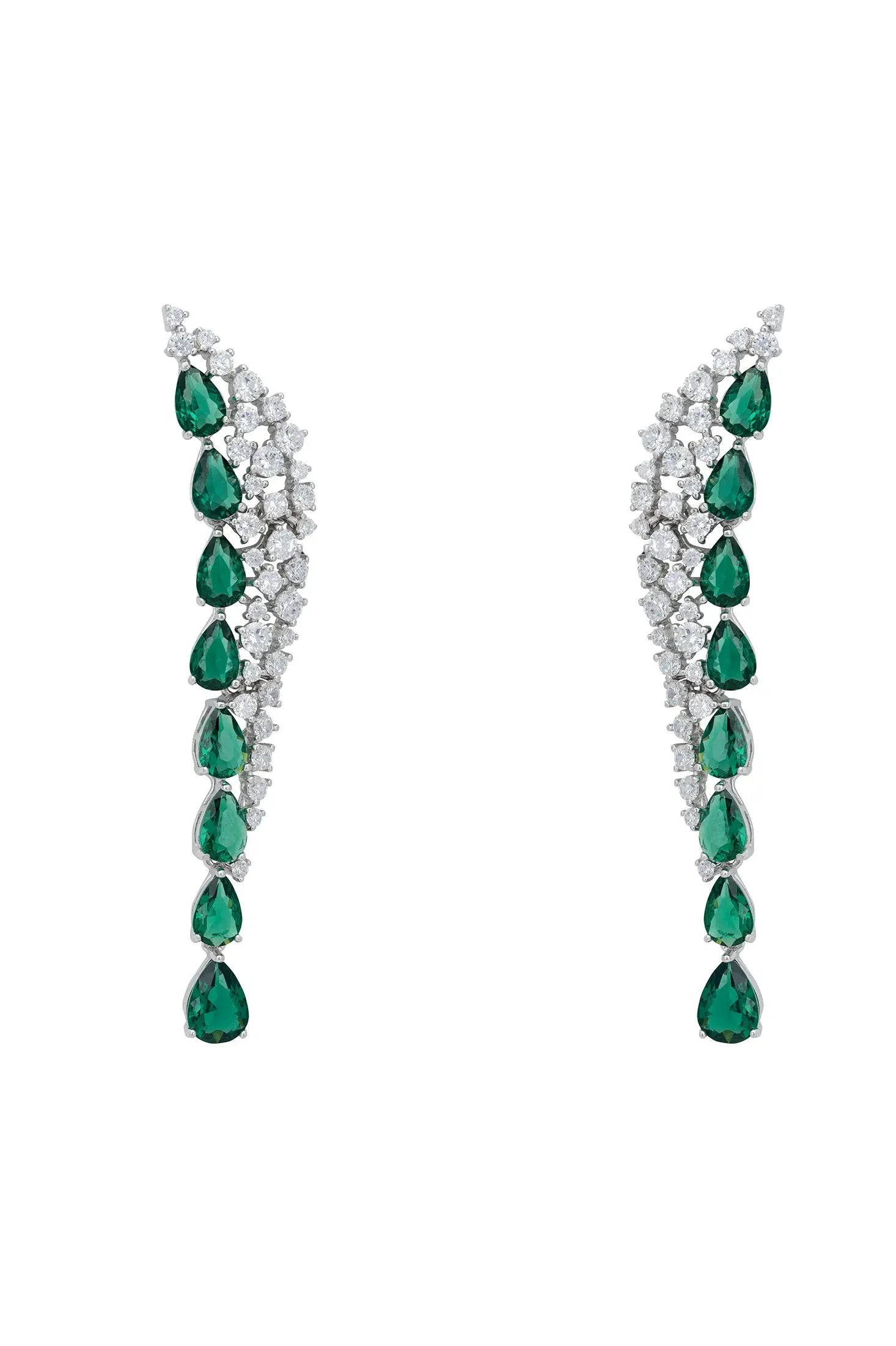 Emerald teardrops diamond earrings.