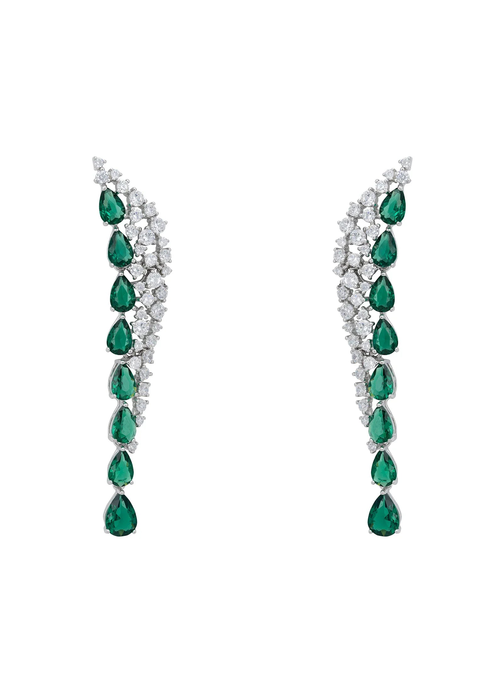 Emerald teardrops diamond earrings.