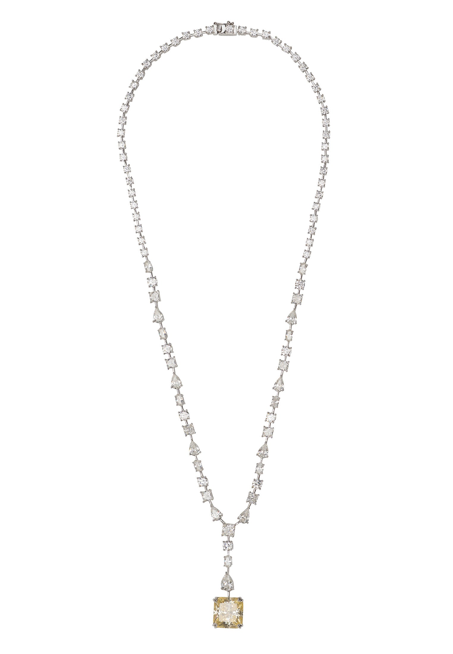 Necklace with a square pendant on a white background