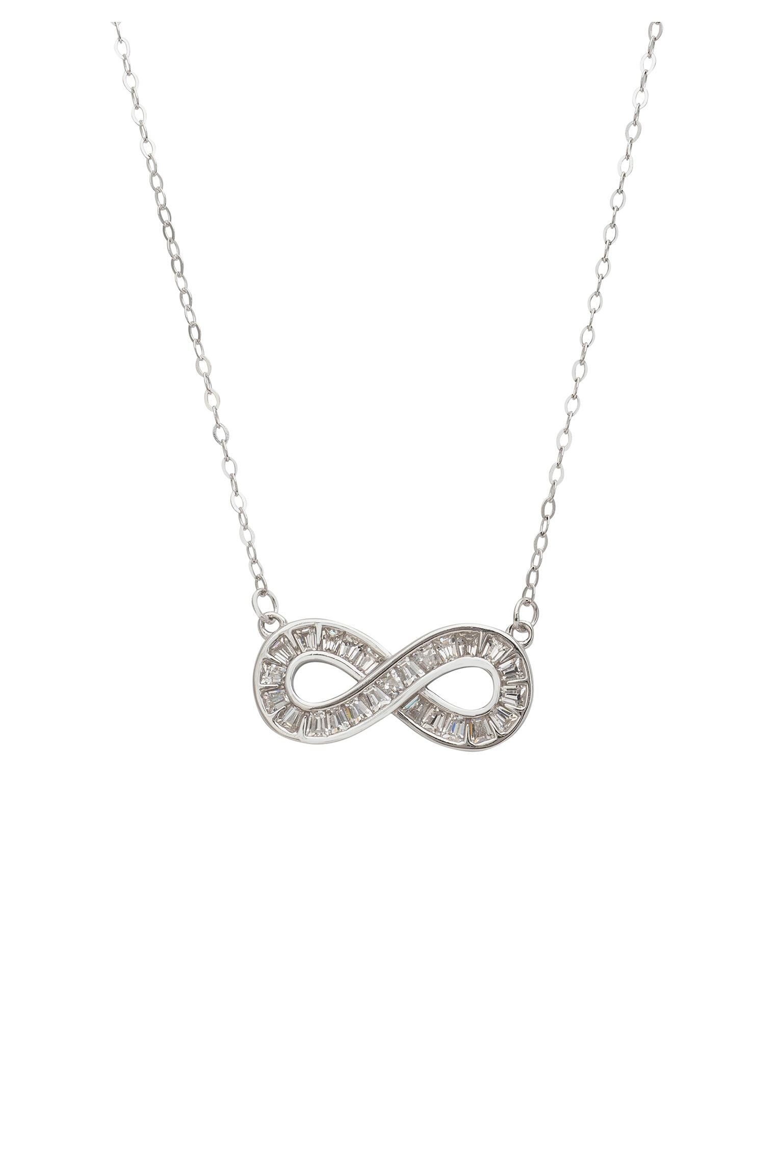 Infinity Baguette Necklace Silver