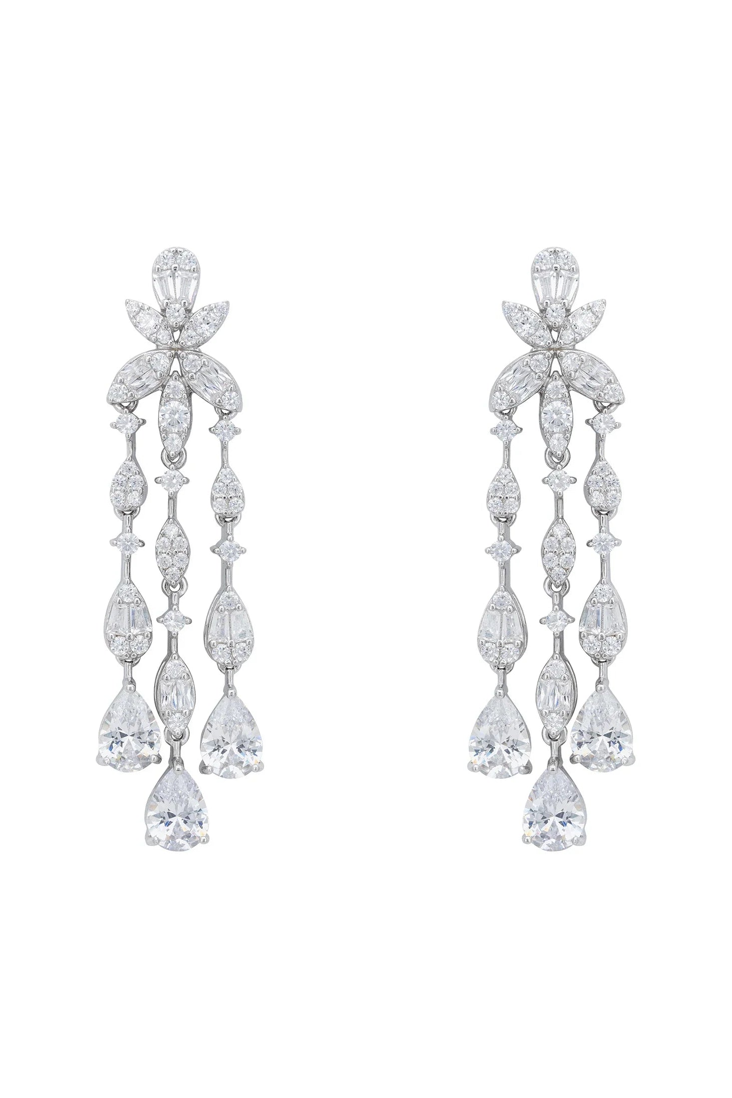 Delicate teardrops diamond drop earrings.